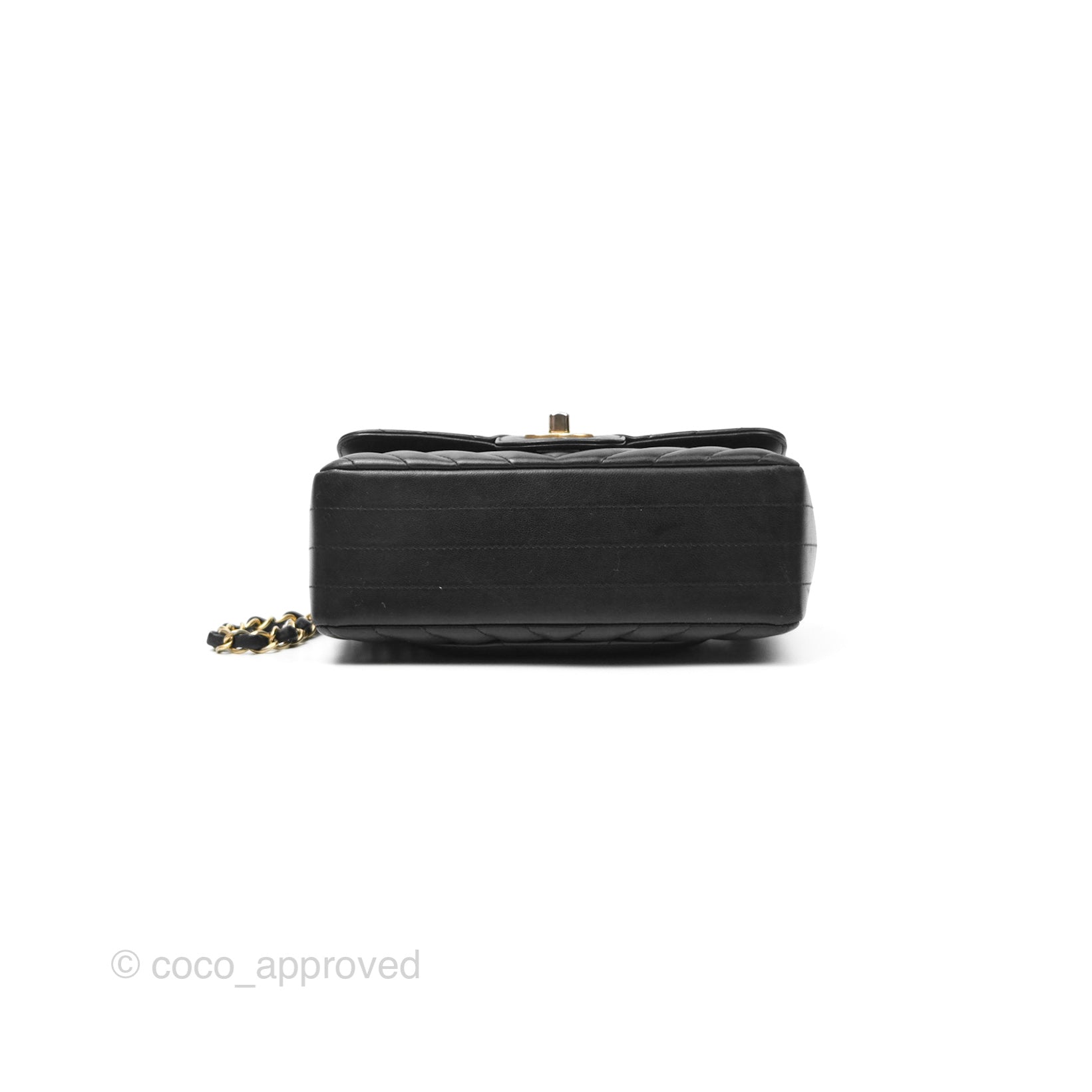 Chanel Chevron Mini Rectangular Bag - Black Lambskin Leather with Aged Gold Hardware | Luxury Crossbody Purse for Women, Perfect for Evening Events & Date Nights