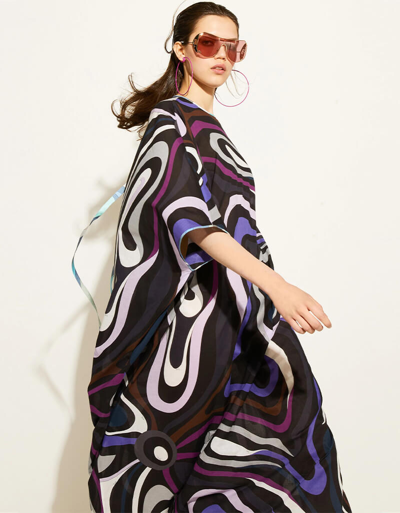 Black Lewis Cotton Kaftan Dress for Women - Comfortable Loose Fit Maxi Dress - Perfect for Beach, Vacation, and Summer Wear