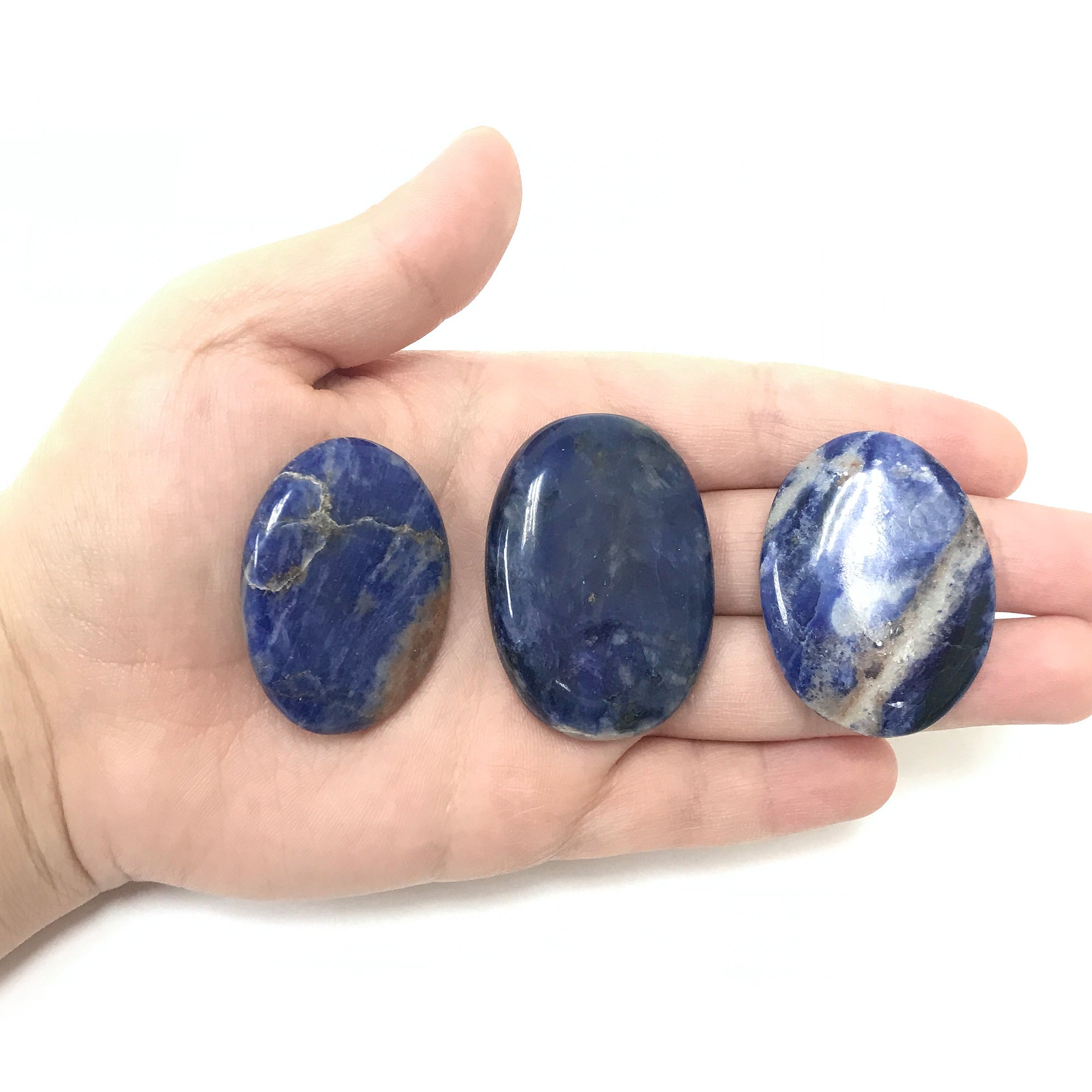 Natural Sodalite Pocket Fidget Stone - Thumb Indent Anxiety Relief Worry Stone for Stress & Focus (1 Piece) - Perfect for Meditation, Office Stress Relief & ADHD Sensory Therapy - RSH204 N