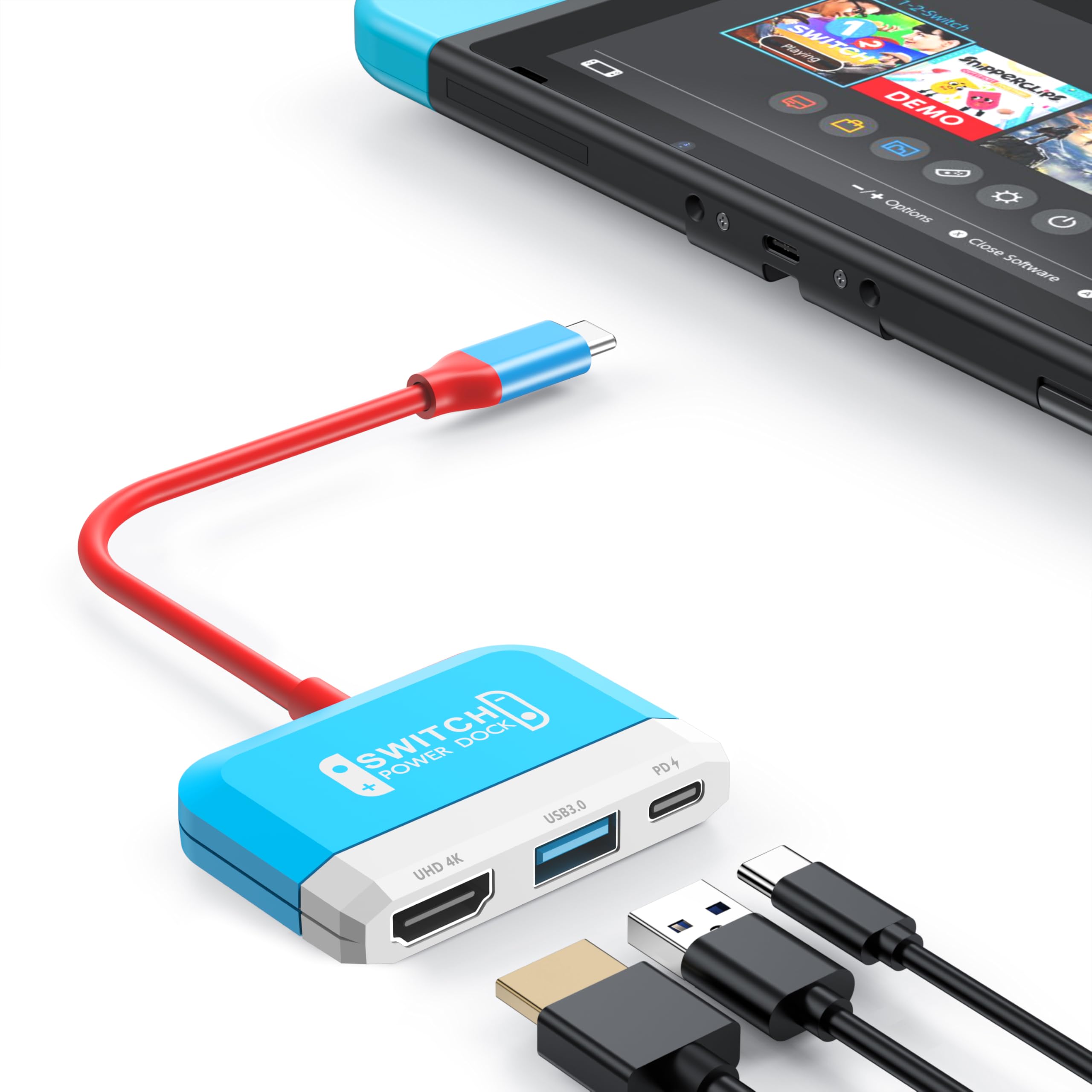 RREAKA 3-in-1 Switch TV Dock for Nintendo Switch OLED - 4K HDMI Adapter with USB 3.0 Port & 100W Type-C Charging - Portable Docking Station for Travel, Samsung Dex S24 & MacBook - Perfect for Gaming, Work & Entertainment On-The-Go