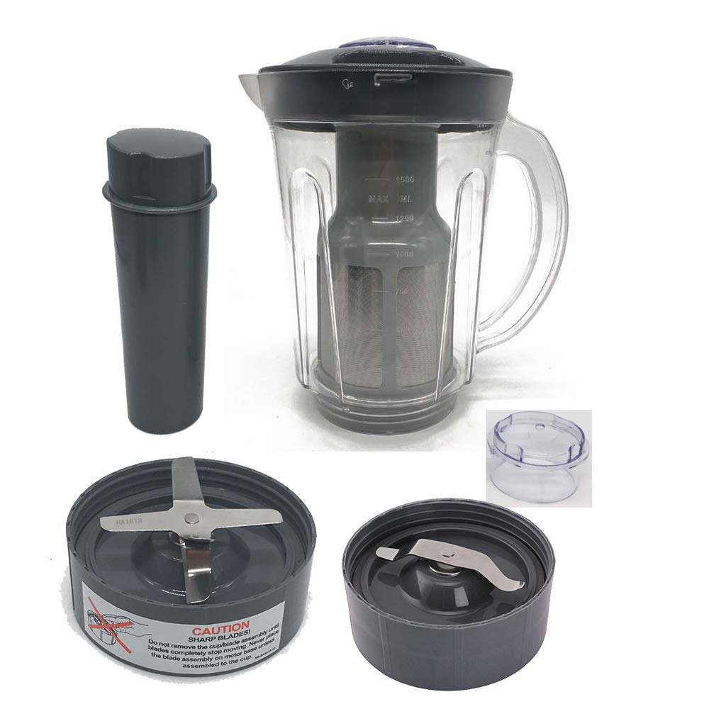 Joystar 48oz Large Cup Replacement Parts for Nutri Bullet 600 & Pro 900 Series - Soy Milk Pitcher Attachment & Juicer with Extractor Blade & Flat Milling Blade - Perfect for Smoothies, Juicing & Homemade Soy Milk