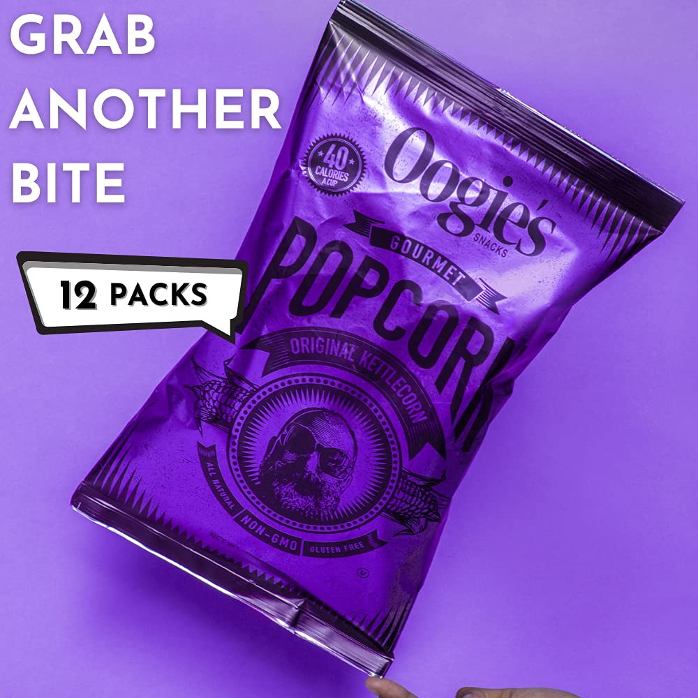 Oogie's Gourmet Popcorn - 12 Pack of Original Kettlecorn Flavor | Gluten Free, Non-GMO Popcorn Snacks | 4.25oz Big Bags for Movie Nights, Parties & Office Snacking