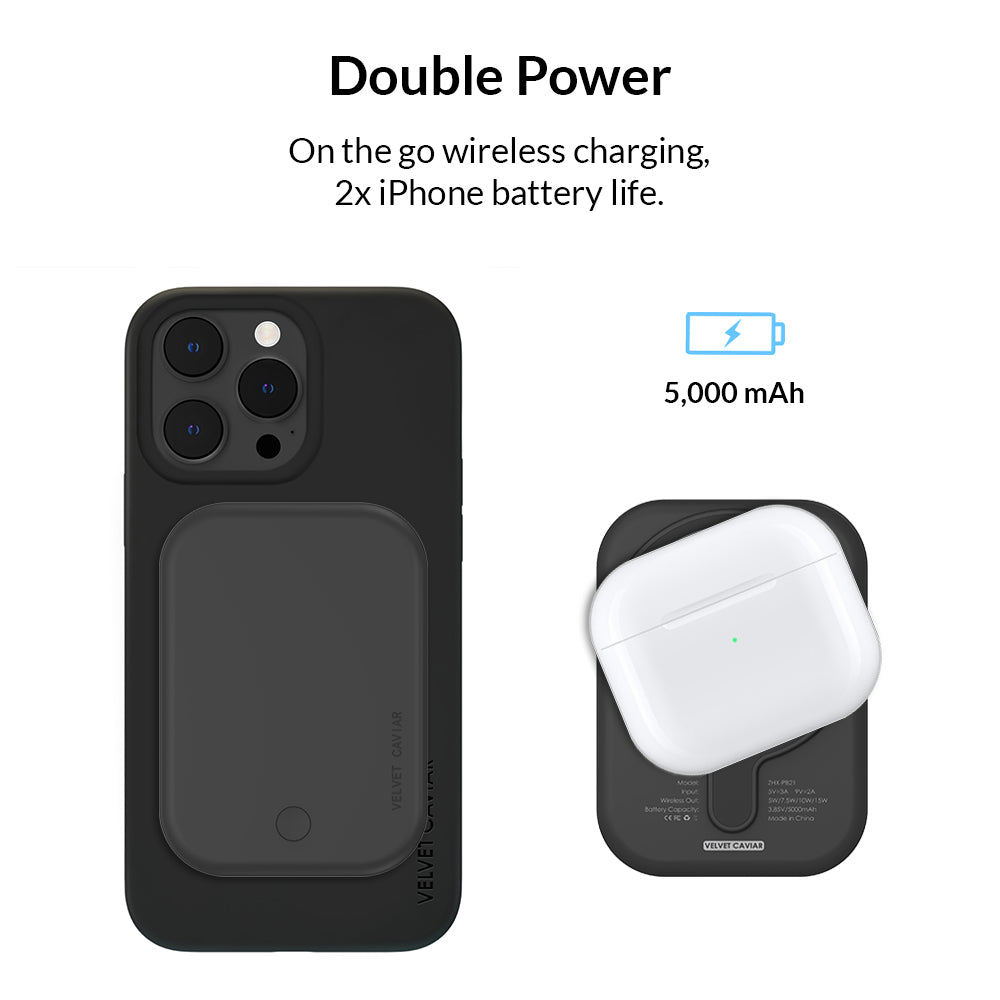 Black MagSafe Battery Pack for iPhone - Portable Wireless Charger with Fast Charging | Perfect for Travel, Work, and Outdoor Adventures
