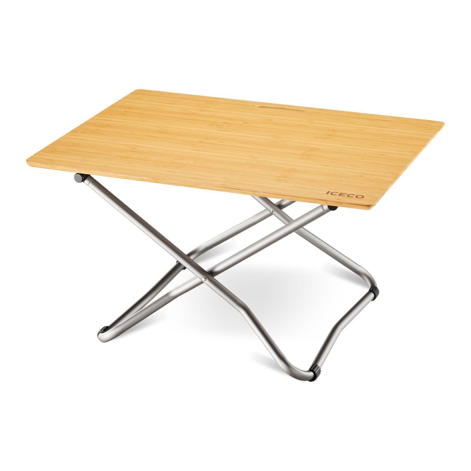 Portable Folding Bamboo Camping Table with Storage Bag - Lightweight Outdoor Picnic Table for Camping, Beach, Backyard | Perfect for Hiking, Travel & Picnics | ICECO