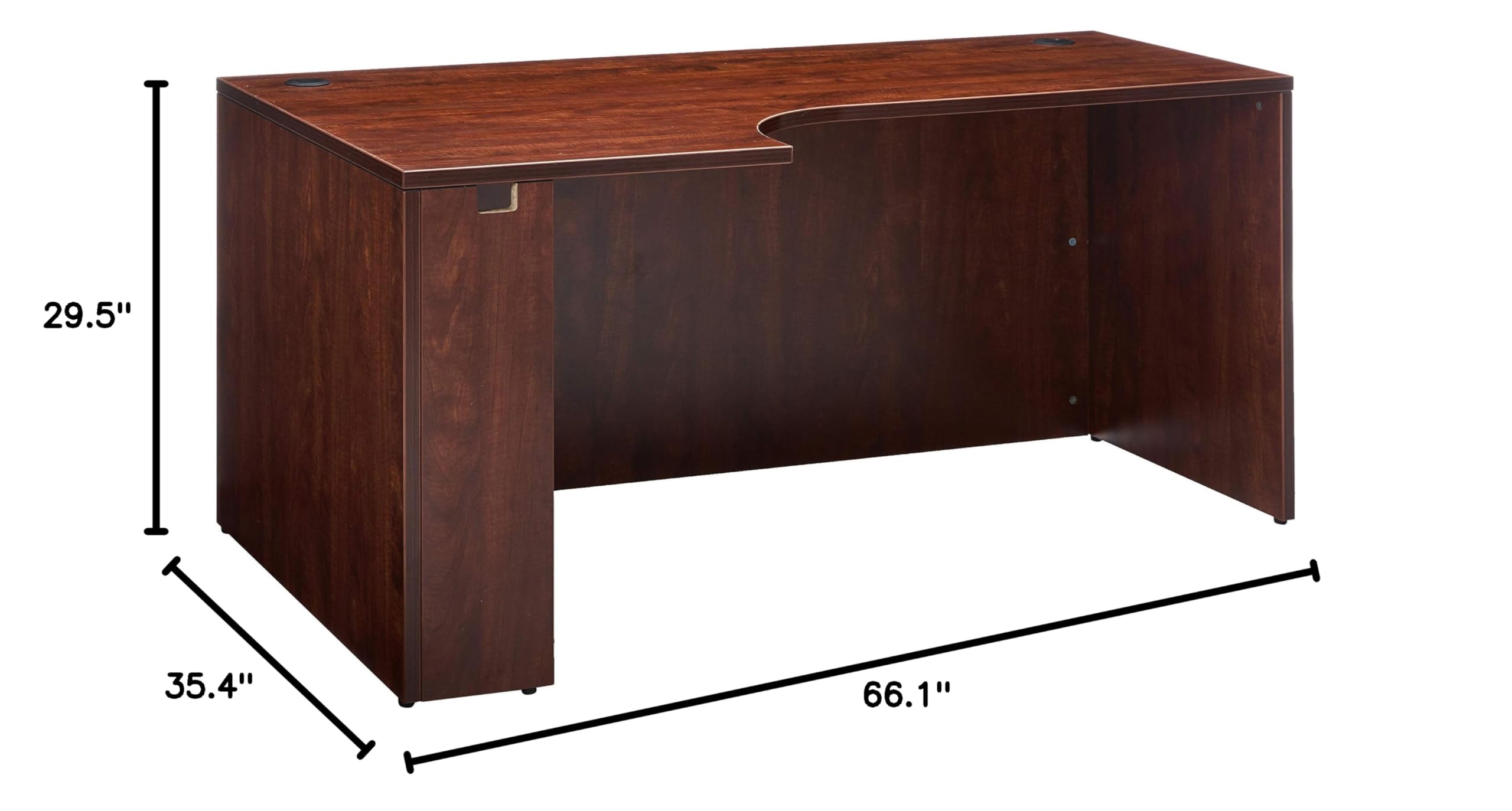Lorell LLR69911 Cherry Pedestal Desk Shell - Modern Home Office Furniture for Small Spaces, Workstations & Study Rooms