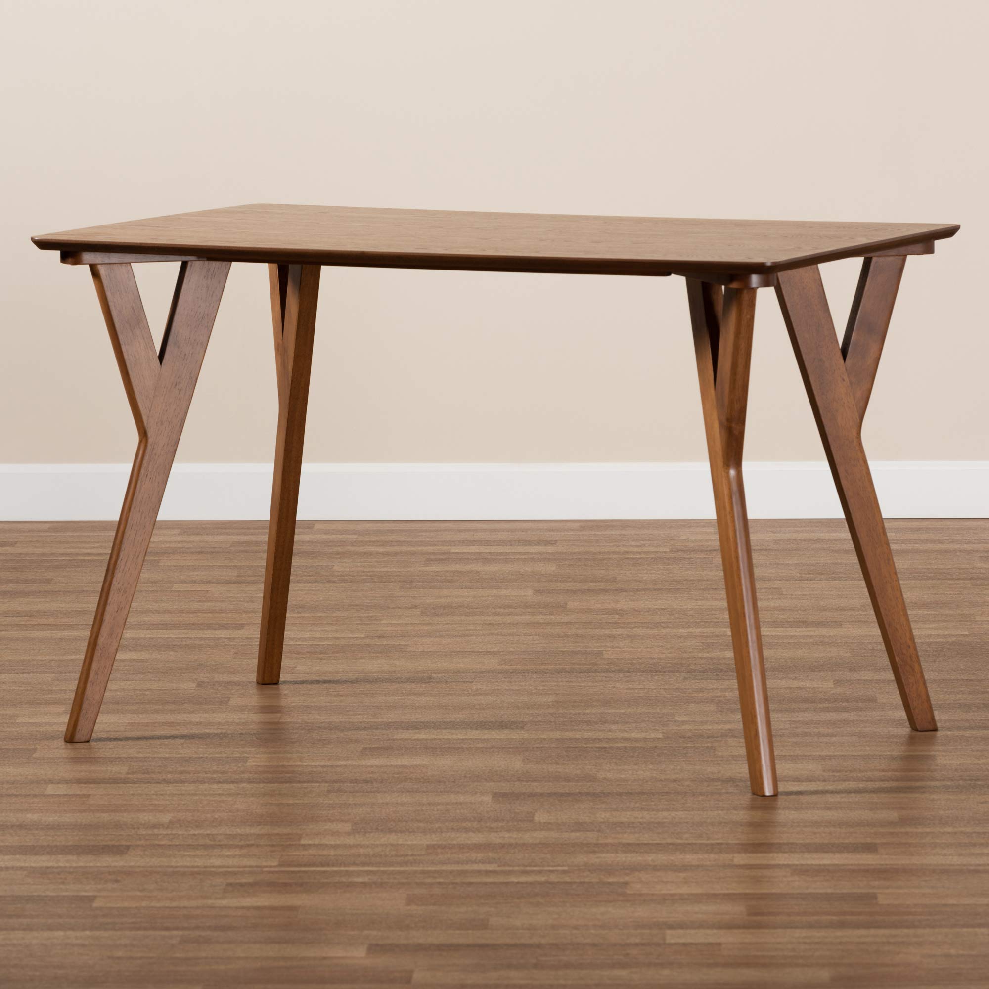 Baxton Studio Sahar Mid-Century Modern Walnut Brown Wood Dining Table - Stylish & Durable for Home, Kitchen, Dining Room & Office