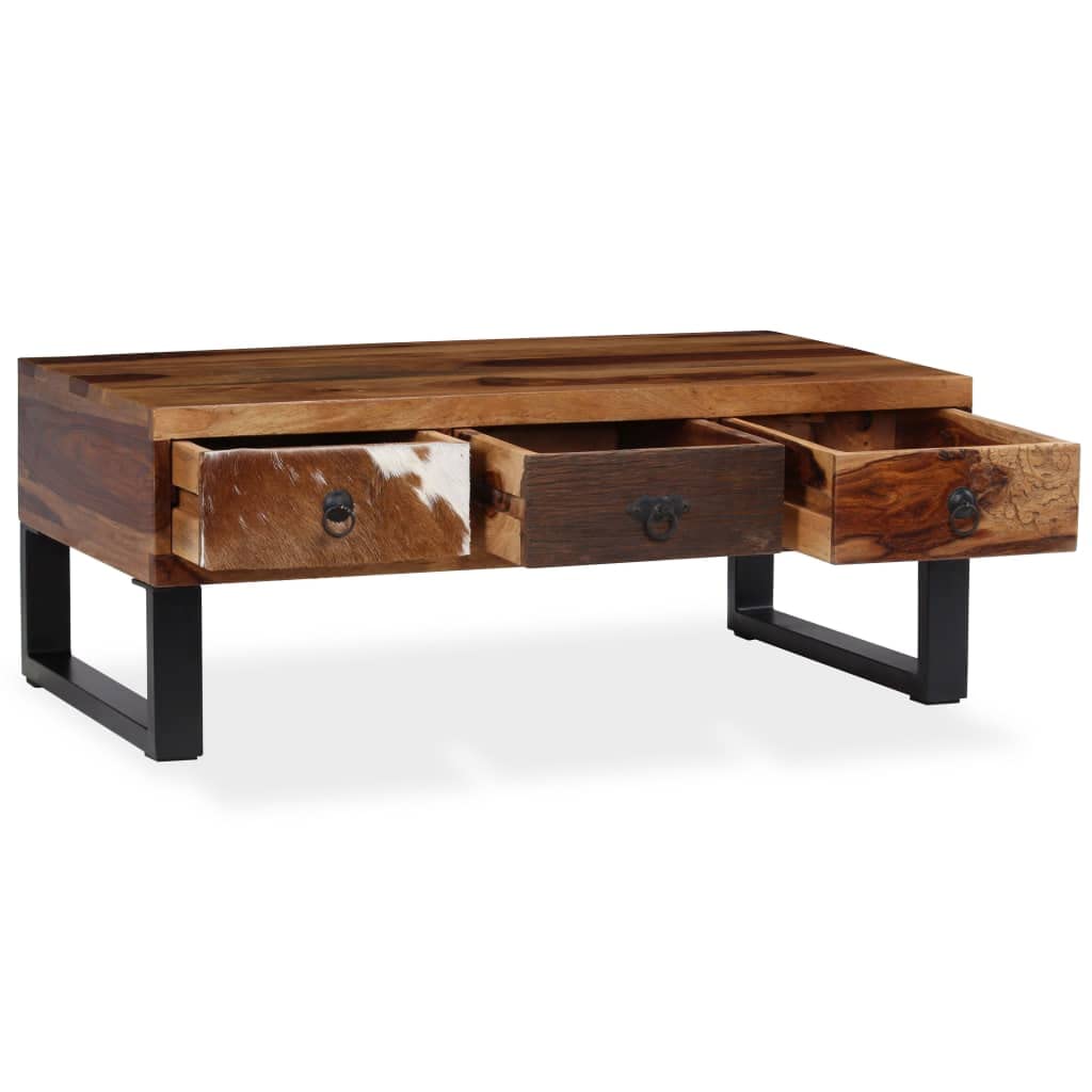 **Handmade Solid Sheesham Wood Coffee Table - 35.4