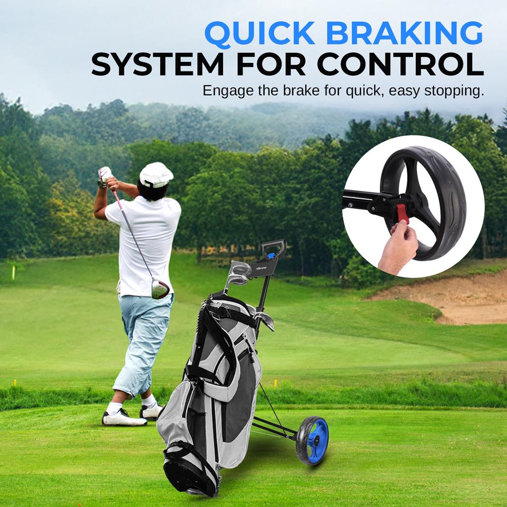 Premium 2 Wheel Golf Push Cart - Lightweight & Foldable Golf Caddy for Easy Transport - Perfect for Golfers on the Go, Practice Rounds & Course Convenience