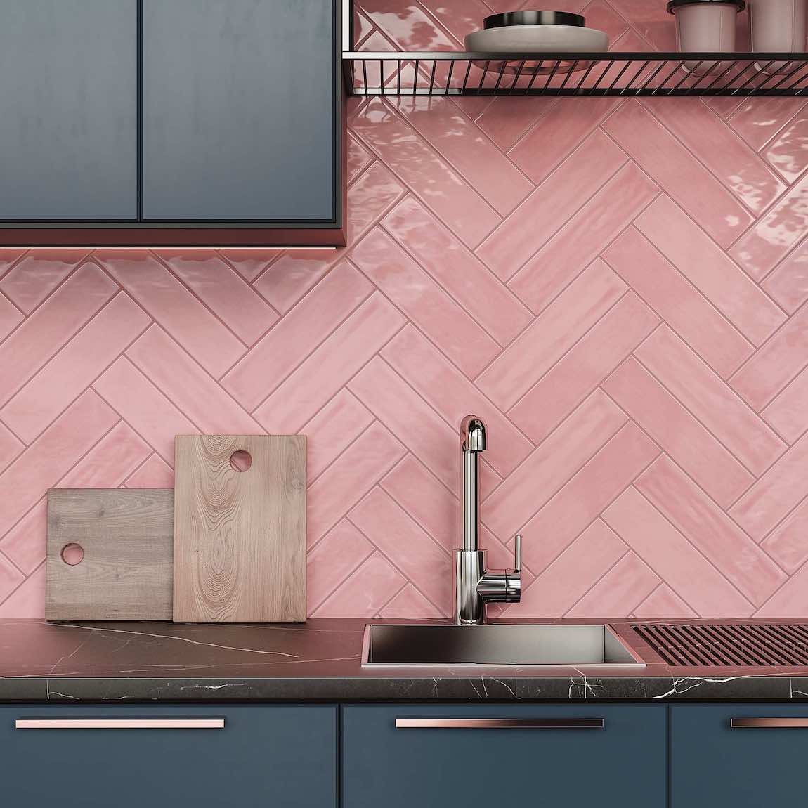 Pink Glossy 3x12 Subway Wall Tile - Waterproof Ceramic Bathroom & Kitchen Backsplash - Perfect for Shower, Laundry Room & Home Renovation