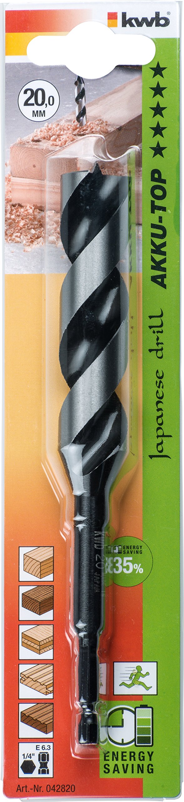 ENERGY SAVING 3-S Japan Auger Bit 20 x 165mm - High Performance Drill Bit for Woodworking, DIY Projects & Professional Construction Use