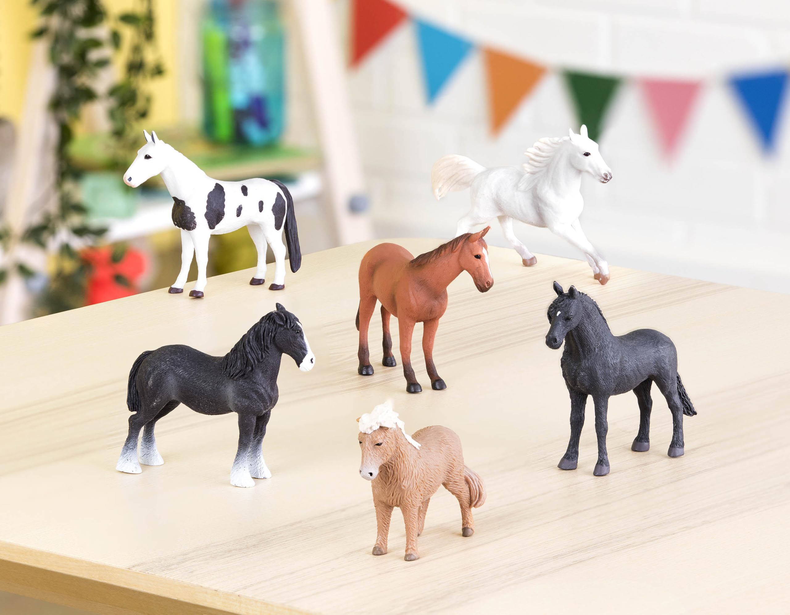 Battat Terra Horses Set - 12 Piece Detailed Plastic Miniature Horse Toy Figures for Kids - Perfect for Farm Animal Collections, Pretend Play & Educational Learning Activities