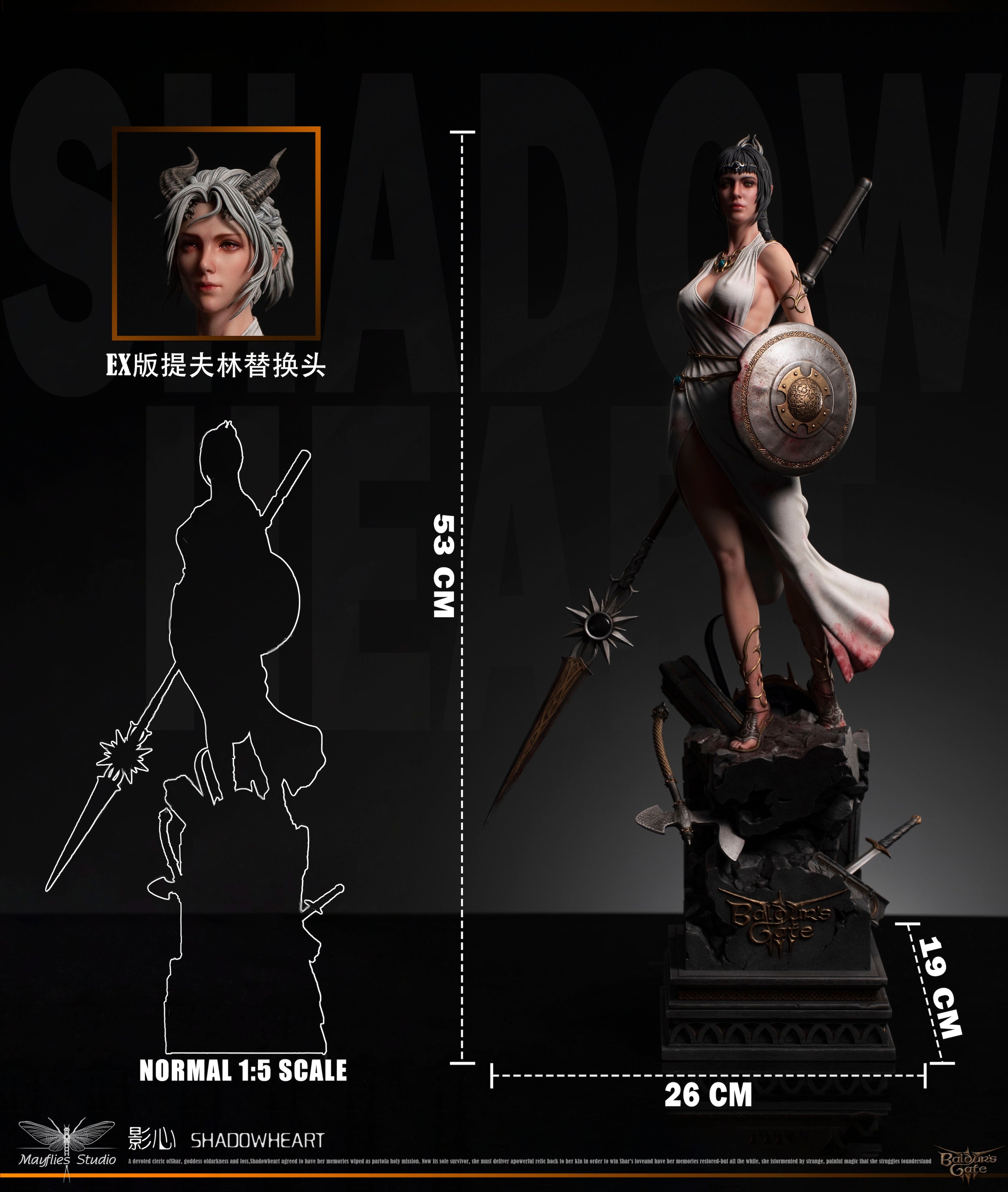 Mayflies Studio Baldur's Gate Shadowheart Statue - Premium Collectible Figure for Gamers & Fantasy Fans | Perfect for Display, Gaming Room Decor, and D&D Enthusiasts