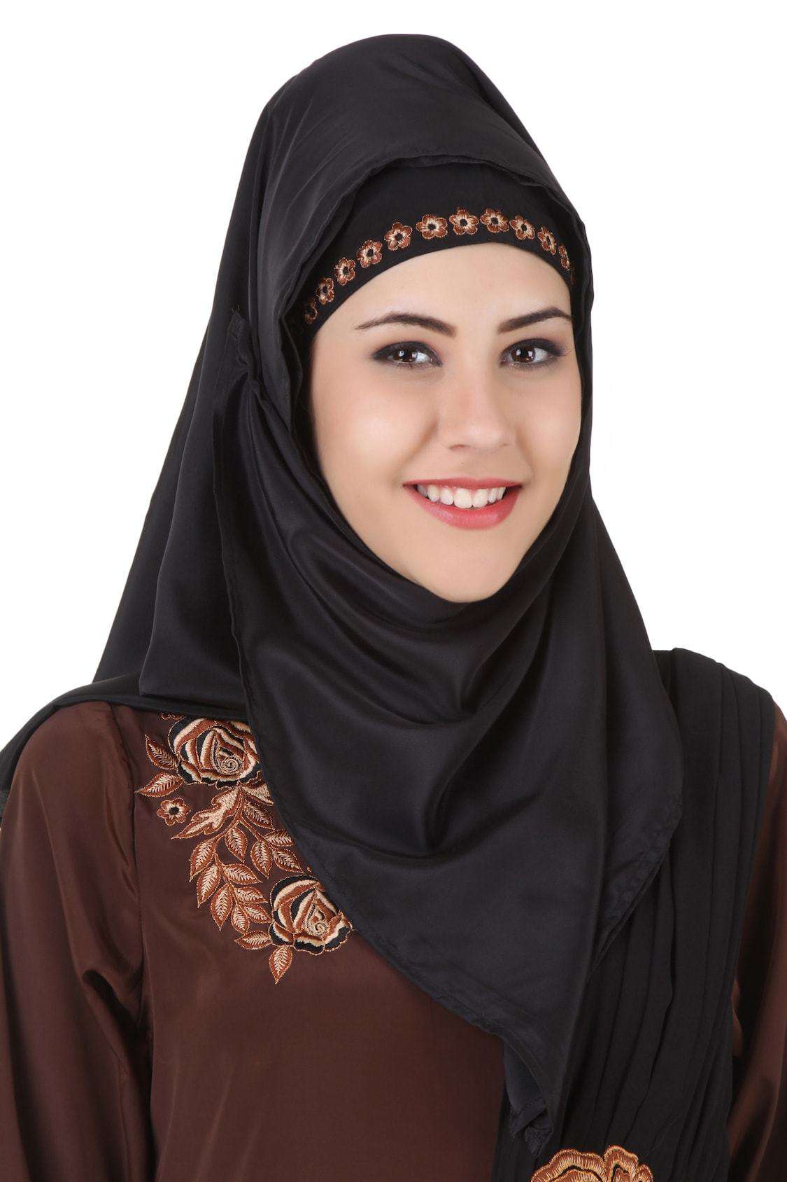 Elegant Brown Crepe and Georgette Eid Abaya Dress for Women - Perfect for Islamic Holidays, Prayer & Special Occasions