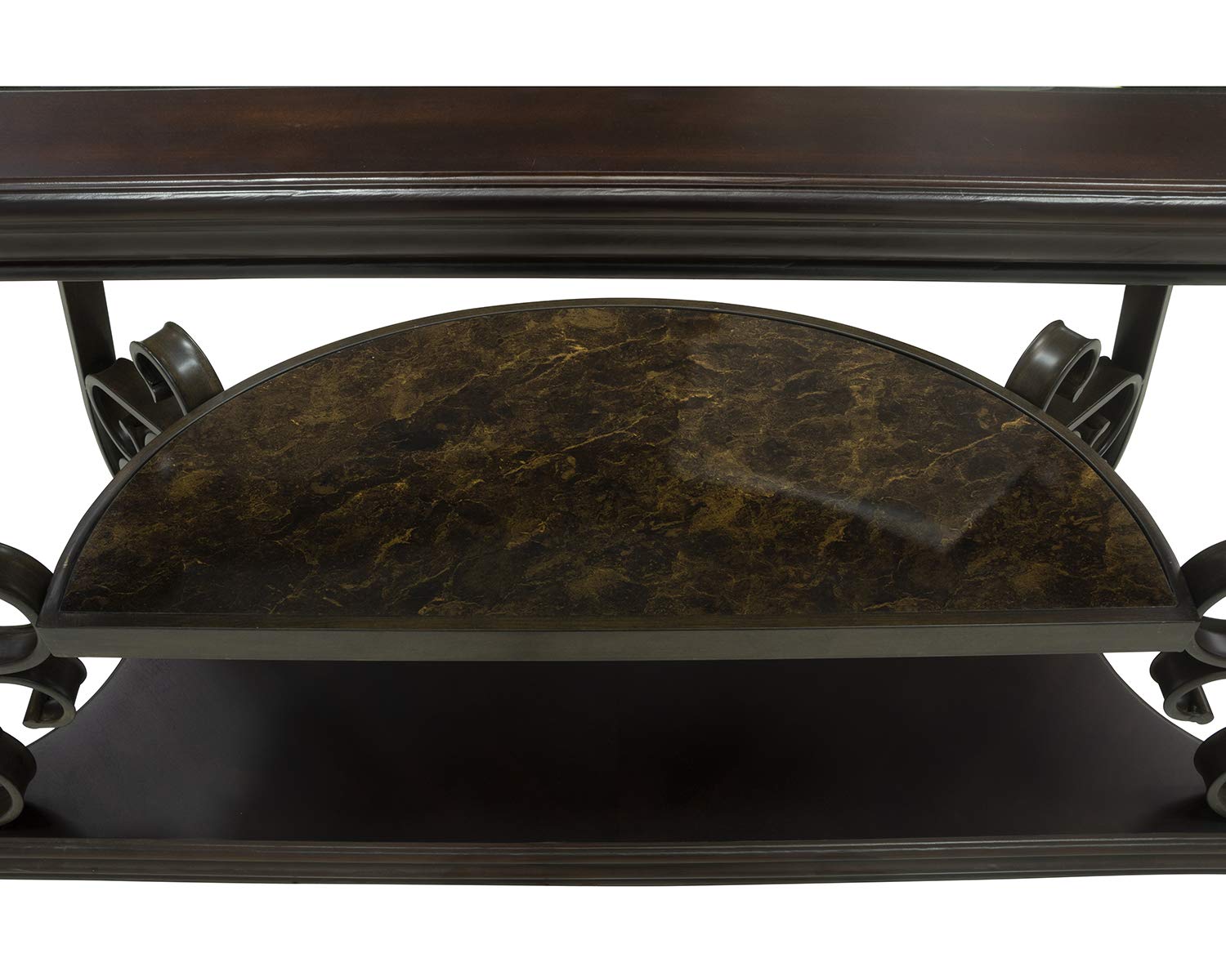 Elegant 3-Tier Traditional Console Table with Tempered Glass Top & Storage Shelves - 54