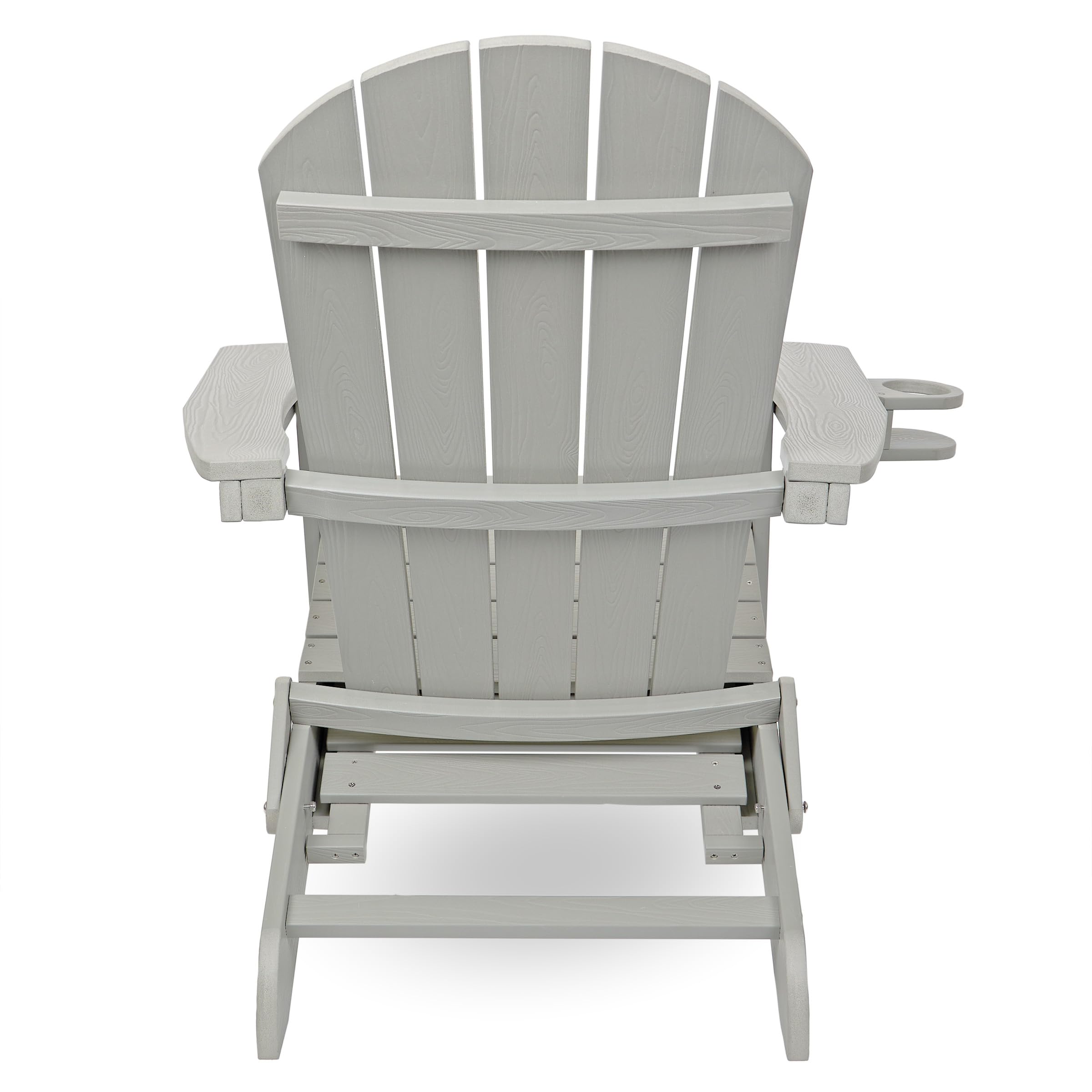 Alpine Corporation MFW104LGR Folding Adirondack Chair with Cup Holder & Ottoman - Outdoor Patio Furniture for Garden, Deck, Poolside & Backyard Relaxation - 38 Inch Height, Gray