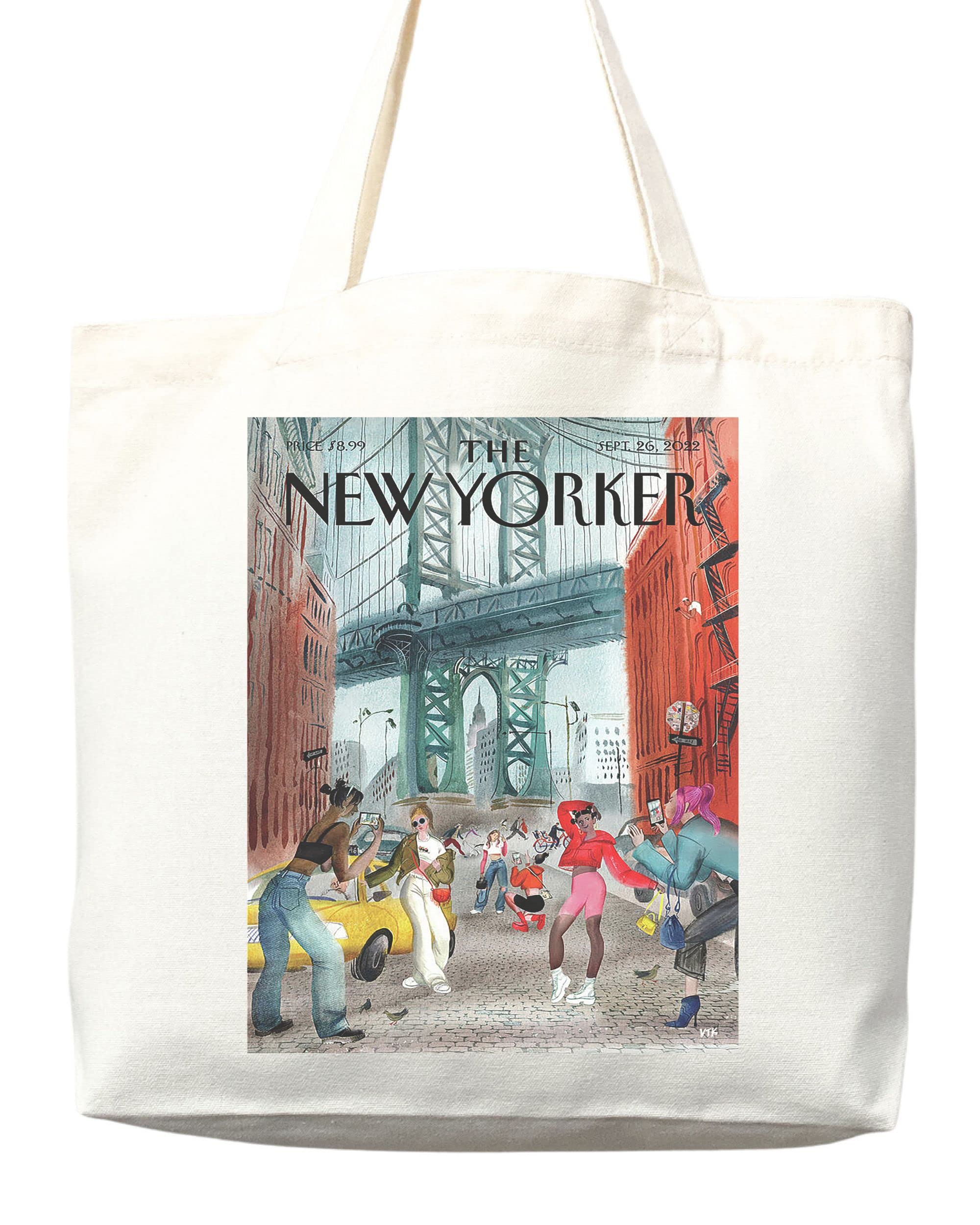 Stylish New Yorker Magazine Tote Bag - Artistic NYC Themed Canvas Shopper - Perfect for Work, Travel & Everyday Use (Tote Bag Only)