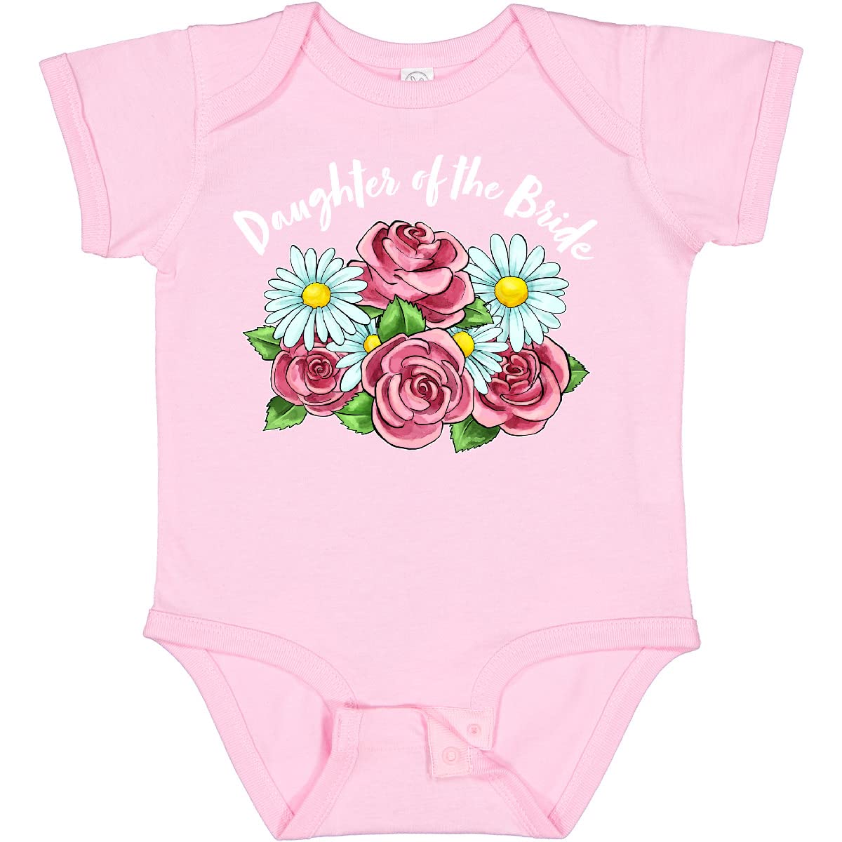 Inktastic Daughter Of the Bride Roses and Daisies Baby Bodysuit - Cute Floral Outfit for Wedding Party, Baby Shower & Special Occasions