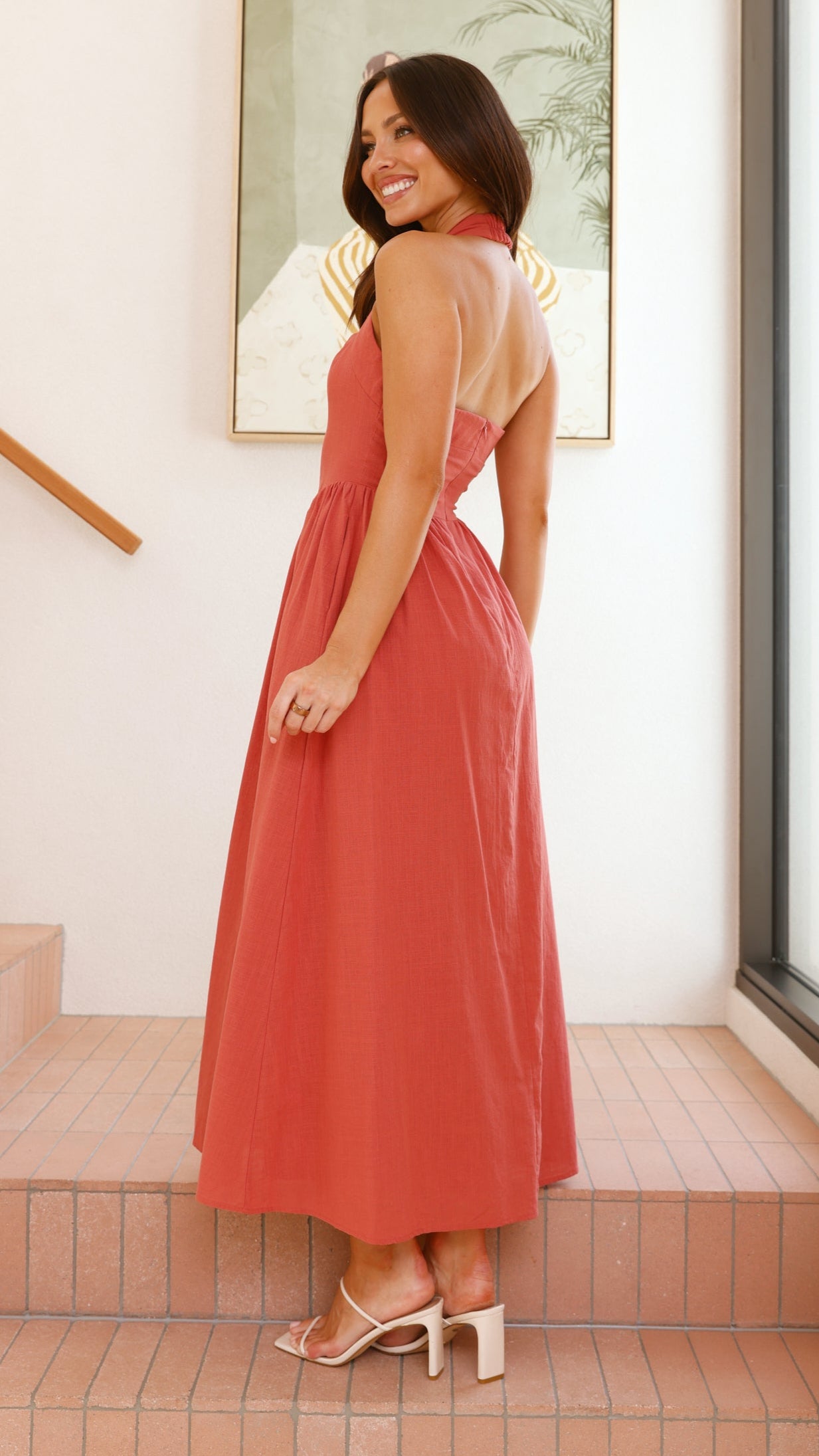 Caden Maxi Dress in Rust - Elegant Long Flowy Summer Dress for Women | Perfect for Beach, Vacation, and Casual Outings