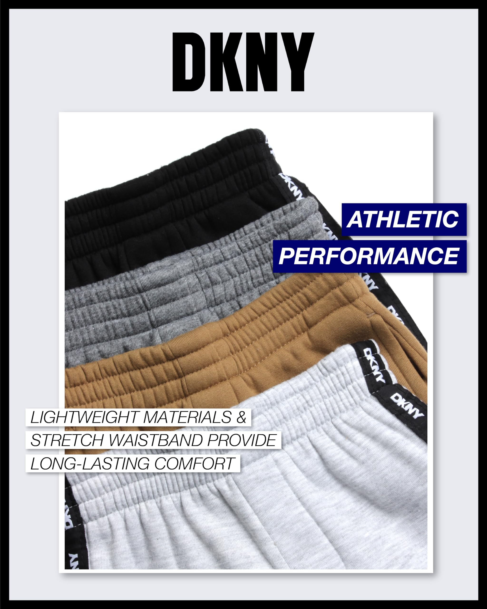 DKNY Toddler Boys' Fleece Jogger Pants 4-Pack - Soft Athletic Sweatpants for Active Play, Sizes 2T-7 | Perfect for Playdates, Daycare & Outdoor Adventures