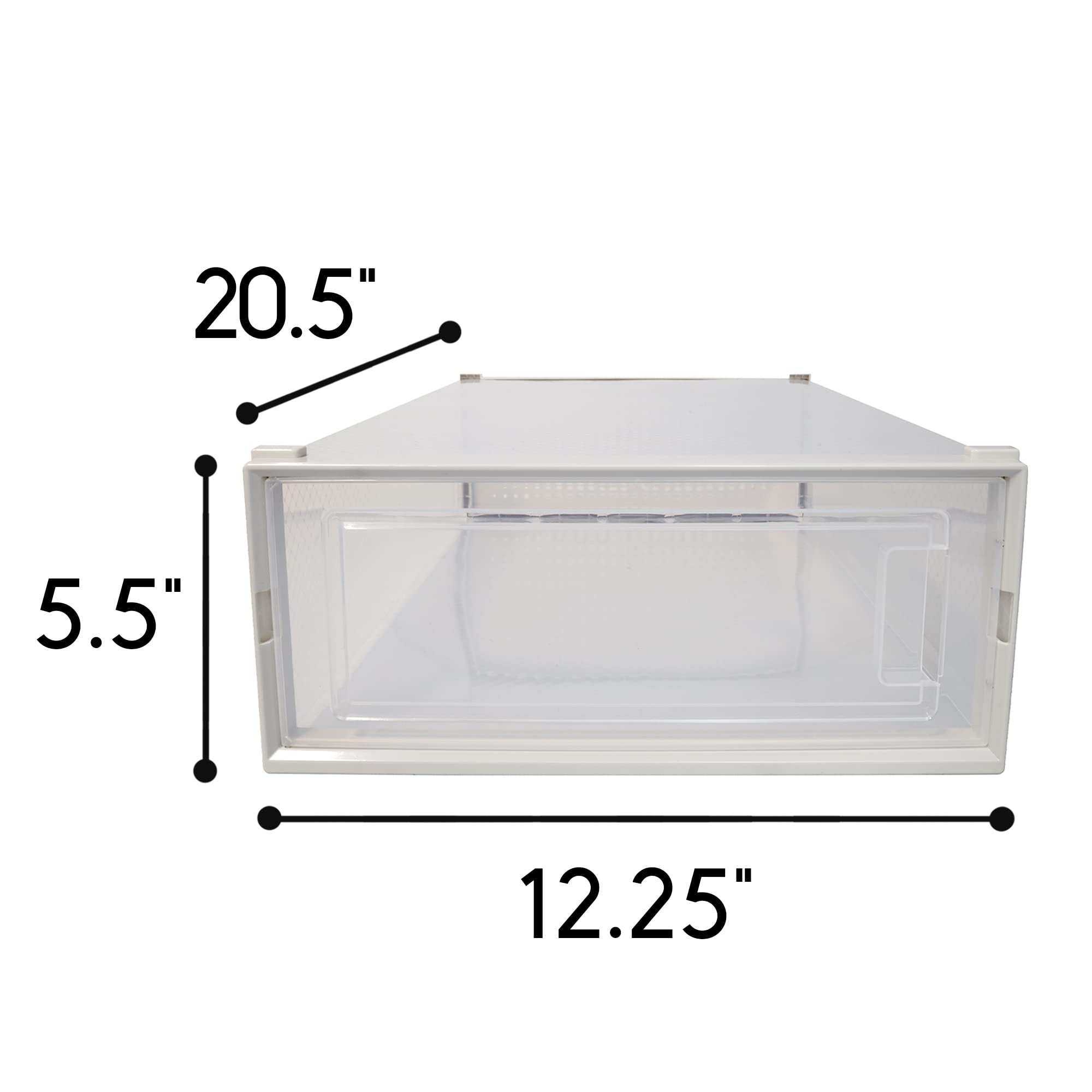 4 Pack Clear Plastic Stackable Shoe Storage Bins - Foldable Drop Front Boot Organizer Box with Breathable Frame for Closet Organization | Perfect for Boots, Sneakers & Seasonal Shoe Storage (White)