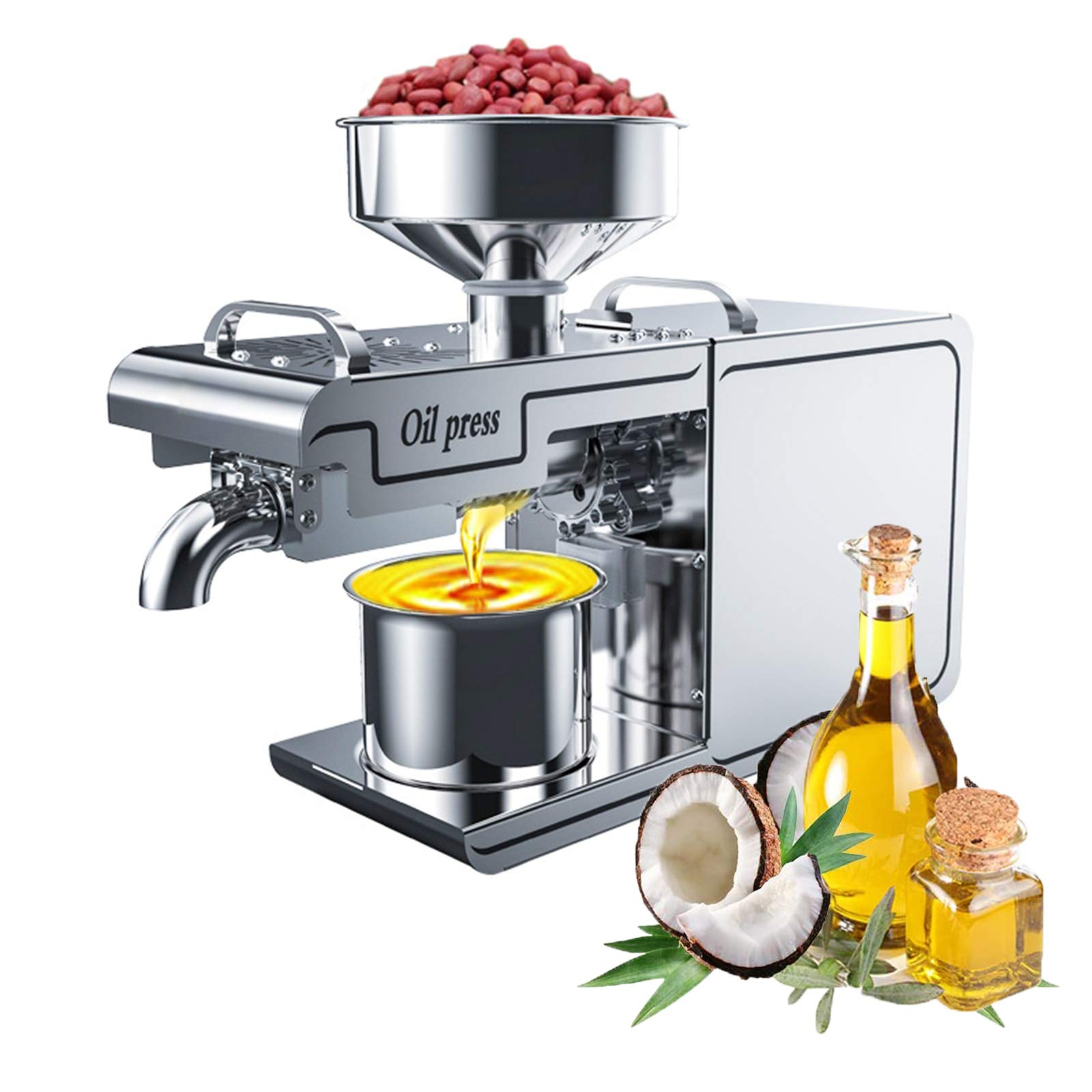 880W Commercial Automatic Oil Press Machine for Avocado, Castor, Sunflower, Flax, Peanut, Canola & Sesame Seeds - Hot & Cold Press for Home & Restaurant Use - Perfect for Healthy Cooking, Salad Dressings & DIY Beauty Products