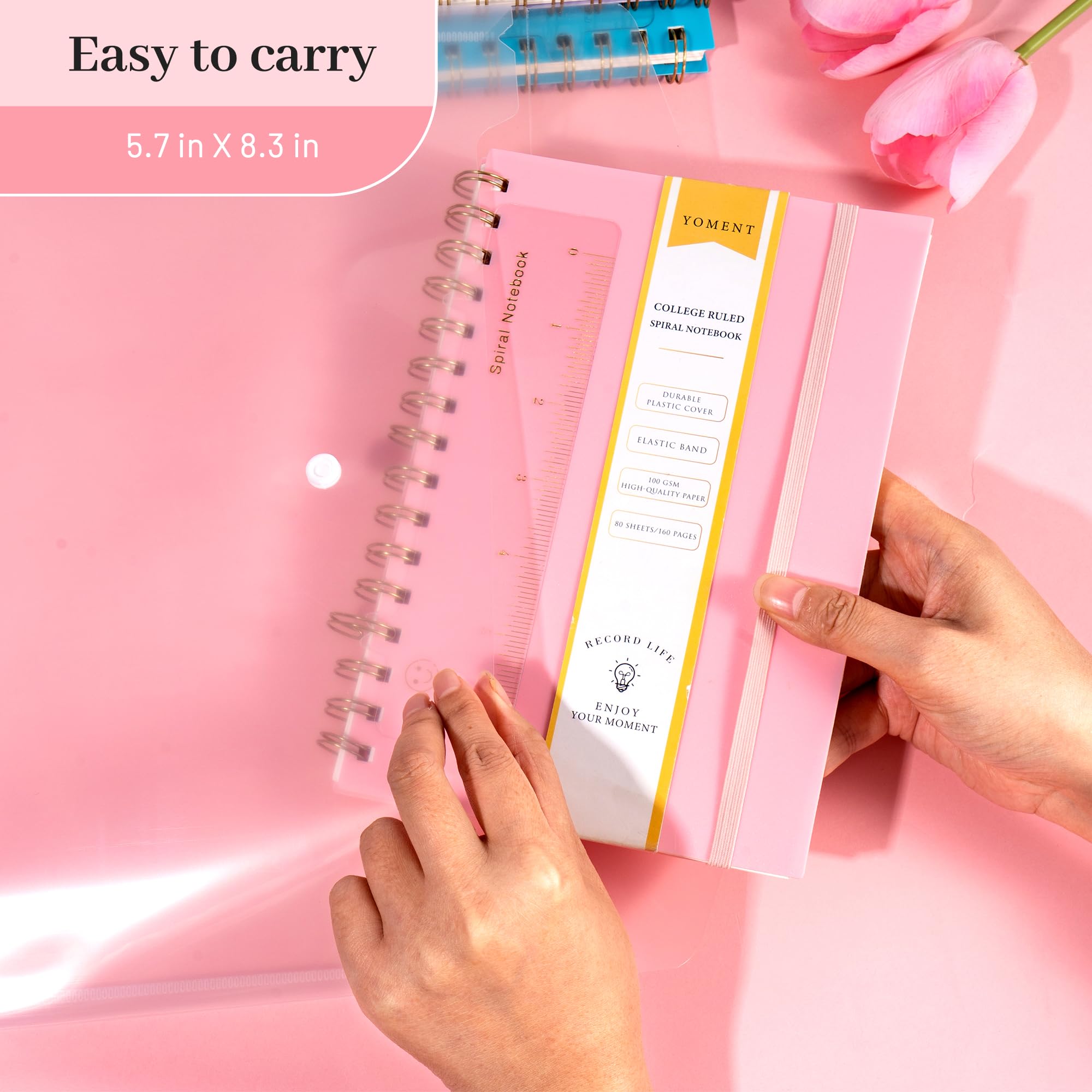 Premium A5 Spiral Notebook - 5x7 College Ruled Lined Journal with 160 Pages, Pink Spiral Bound Notebook for Women & Men | Perfect for Work Note Taking, School, Office, and Daily Planning
