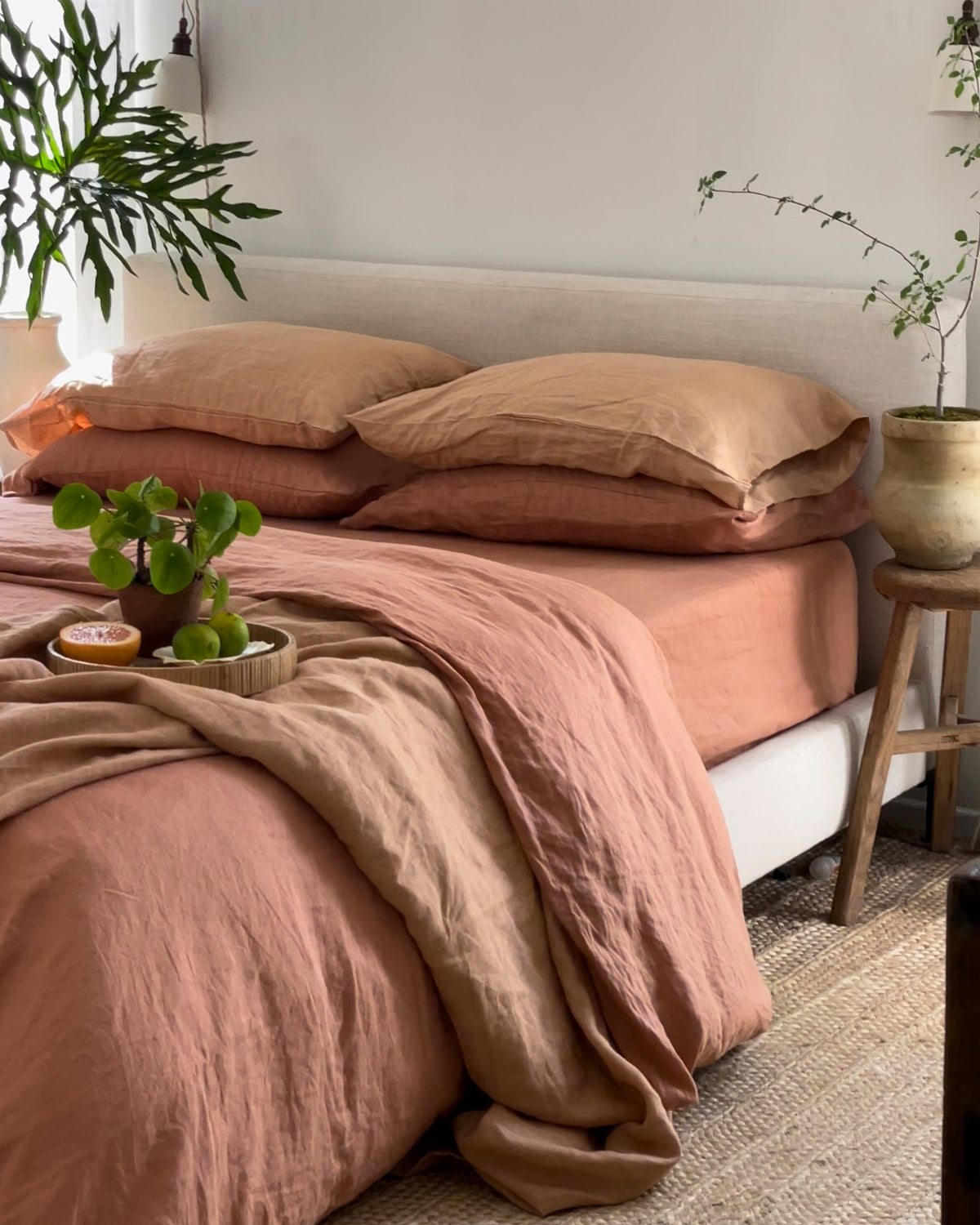 Luxury Hazelnut & Terracotta Bedding Set - 100% Cotton Soft Comforter & Sheet Bundle for Queen/King Size - Perfect for Cozy Bedrooms, Guest Rooms & Airbnb Stays