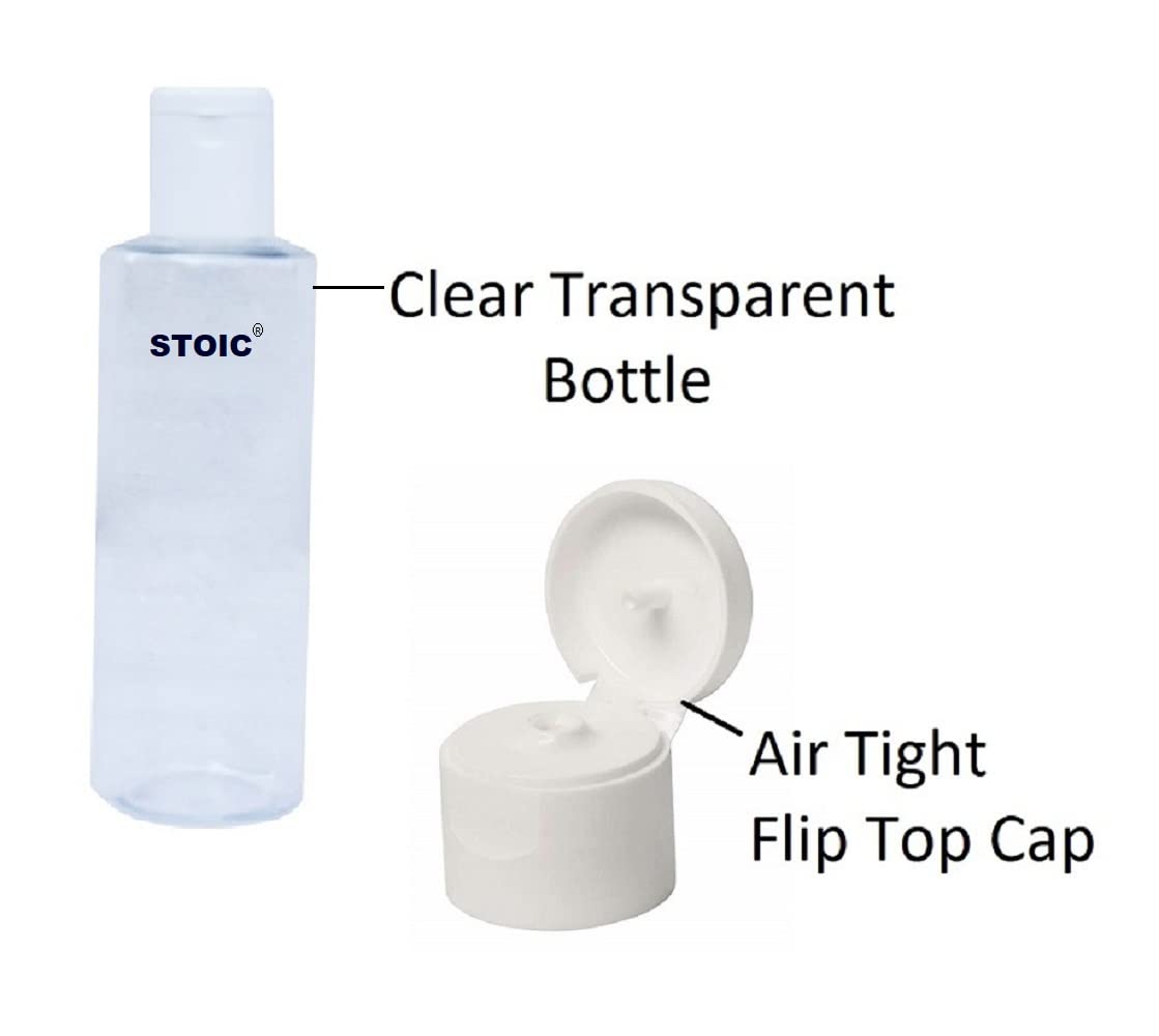 STOIC 500ml Refillable Empty Clear Plastic Sample Mini Bottles with Flip Caps - Travel Size Liquid Atomizer for Sanitizer, Beauty, Makeup - Perfect for Air Travel, Gym, Office & Home Use (Pack of 3)