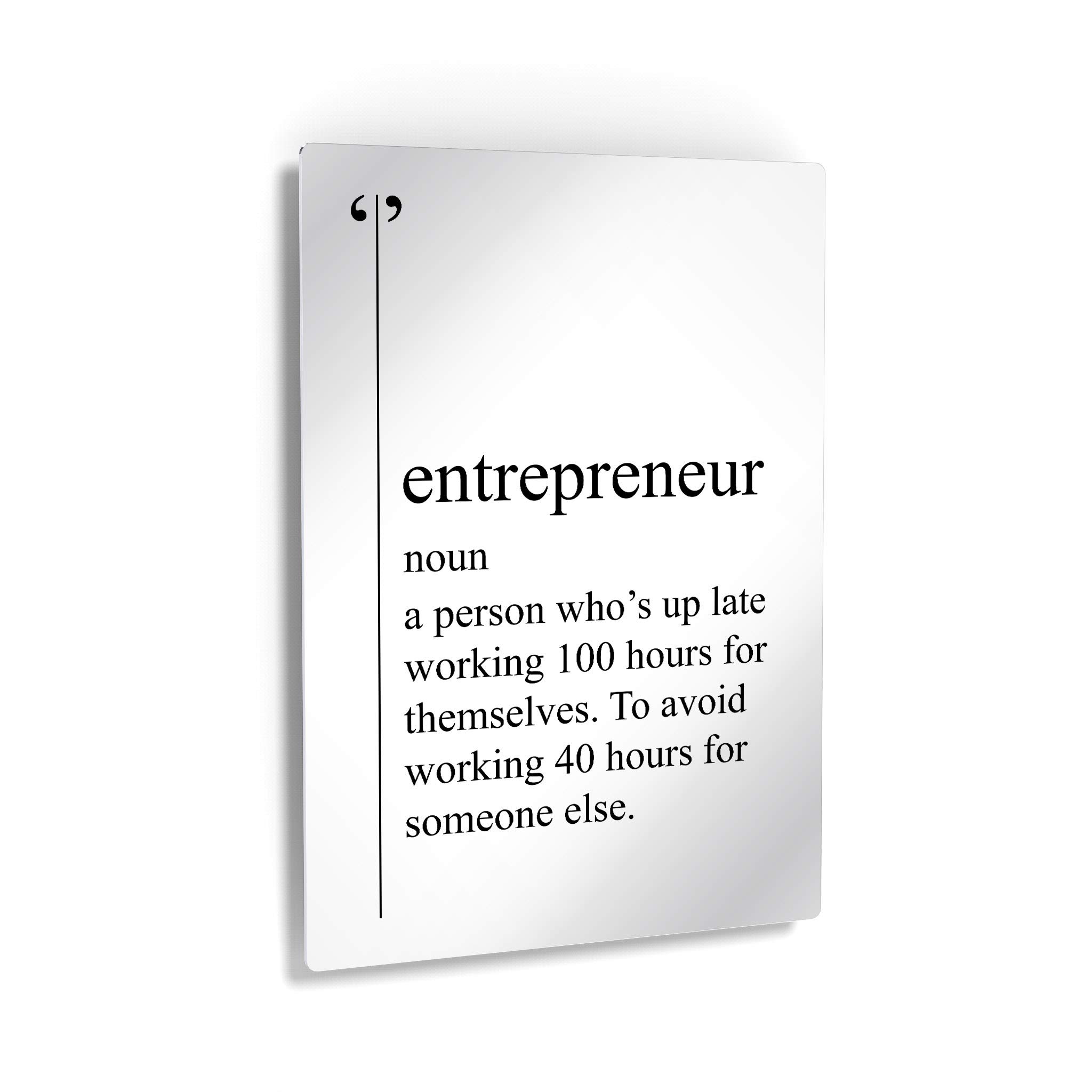 Smile Art Design Entrepreneur Definition Black & White Dictionary Motivational Metal Wall Art - Inspirational Office & Living Room Decor - 36x24 Inch Ready to Hang Gift for Entrepreneurs & Business Owners | Perfect for Home Offices, Workspaces & Startup Gifts