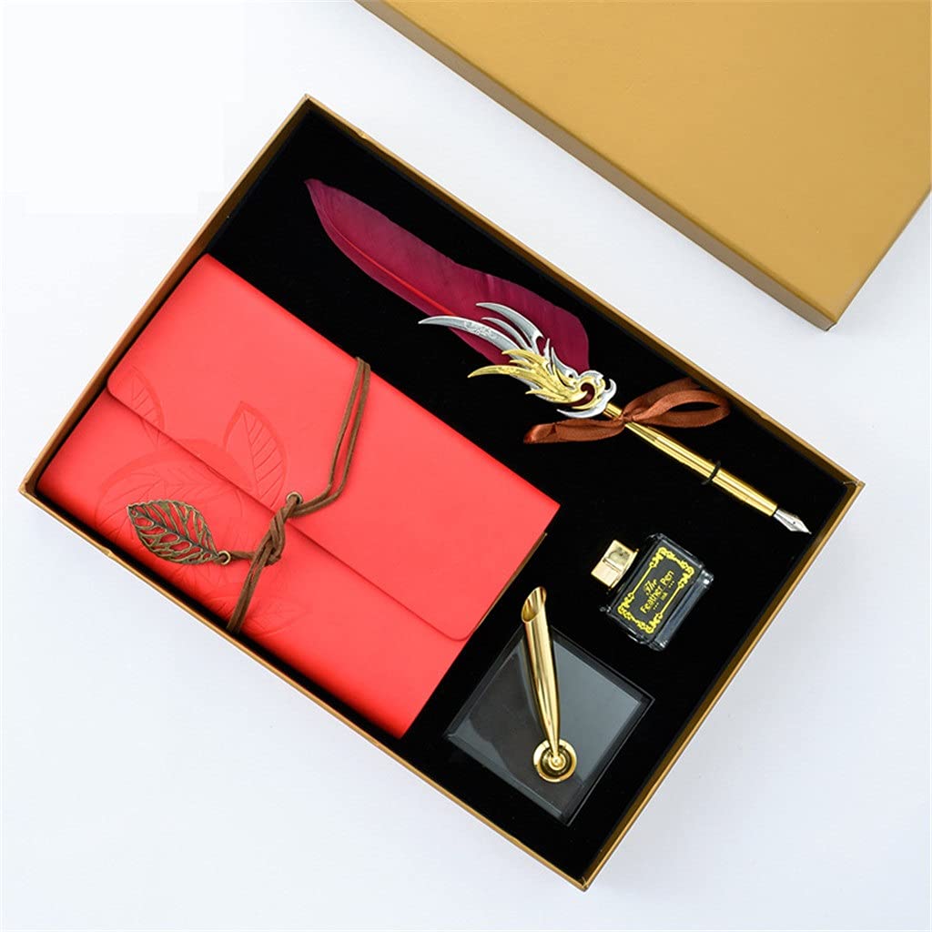 Vintage Feather Quill Pen Set with Ink & Notebook - Calligraphy Writing Kit for Beginners, Office & School Stationery - Perfect Gift for Birthday, Christmas (Color: C) | Ideal for Journaling, Letter Writing & Artistic Projects
