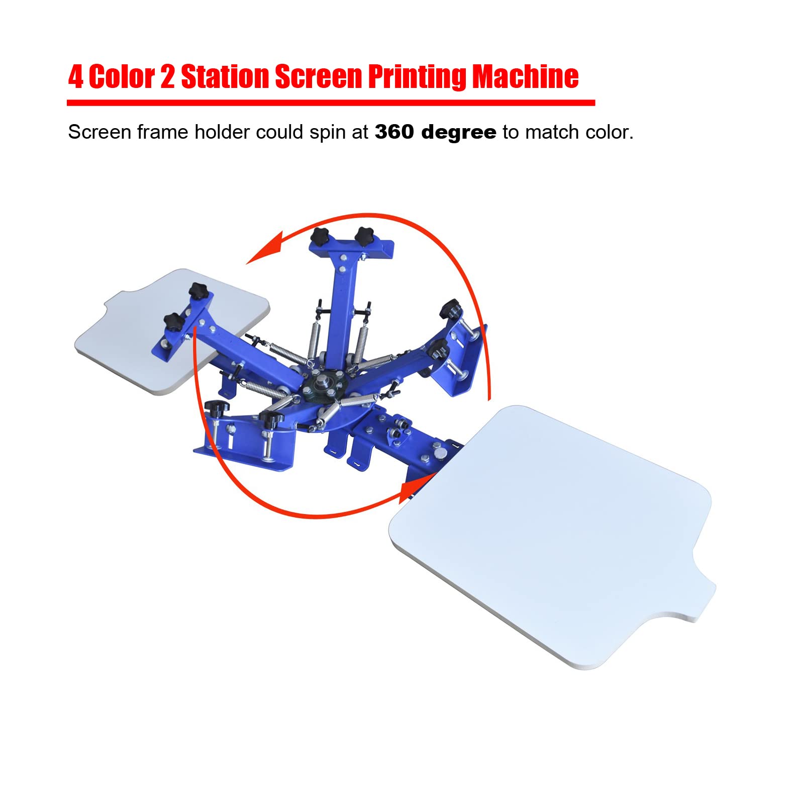 T-Shirt Screen Printing Machine - 4 Color 2 Station Silk Screen Printer with Table Press for DIY Custom Shirts, Hoodies & Bags - Perfect for Small Business, Home Craft & Custom Apparel Printing