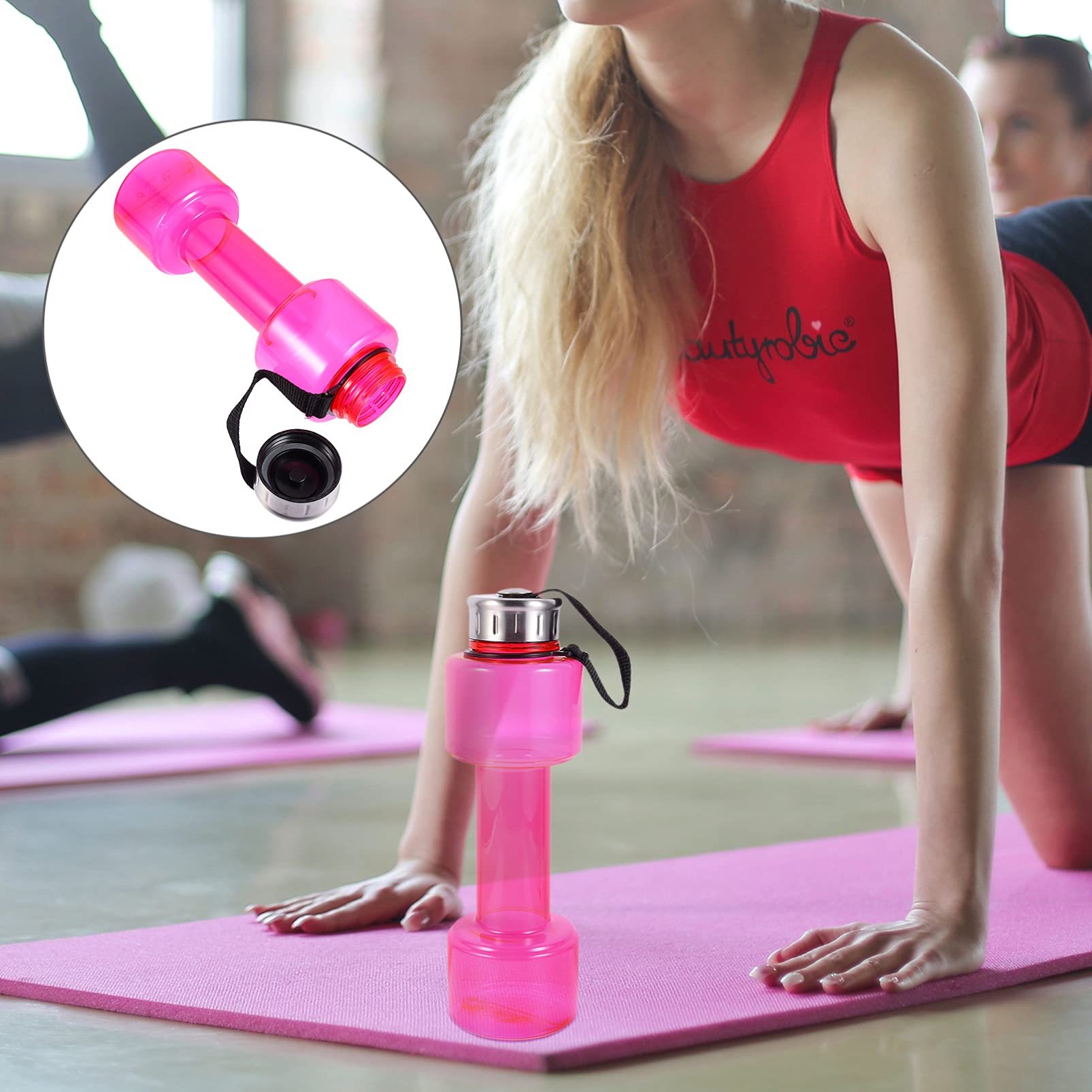 **Cabilock 1pc Dumbbell-Shaped Water Bottle - Leak-Proof Plastic Sports Bottle for Gym, Cycling, Baseball & Travel - Reusable Athletic Water Jug for Fitness & Outdoor Activities**
