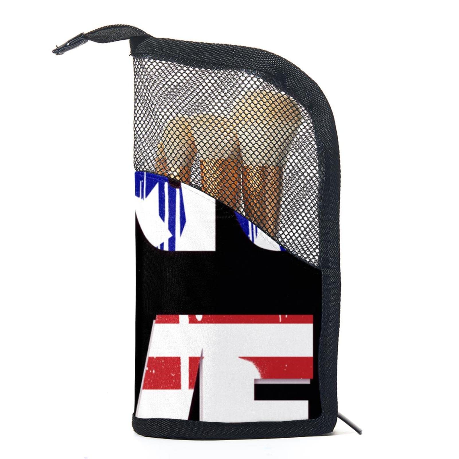 12-Piece Makeup Brush Organizer Bag with USA Flag Print - Portable Cosmetic Brush Holder Case for Travel, Home & Professional Use