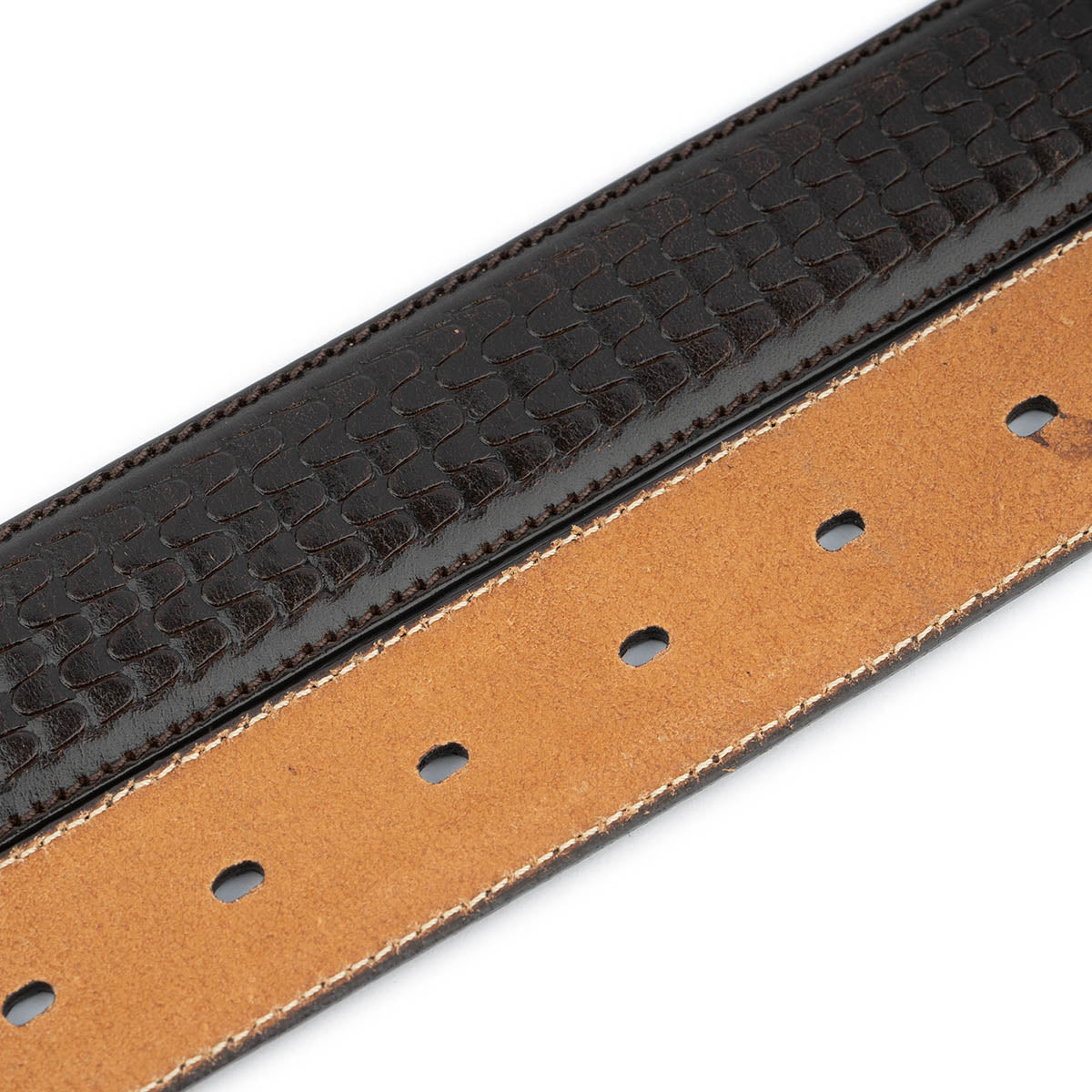 Premium Dark Brown Embossed Leather Replacement Belt Strap for Montblanc Men's Buckle - Adjustable Premade Holes - Perfect for Business, Office & Formal Occasions