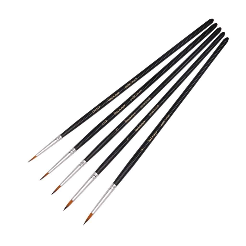 ZMDZA 5-Piece Fine Detail Brush Set for Hand Painting, Hook Line Pen, Drawing & Miniature Art - Perfect for Watercolor, Calligraphy, and Model Painting