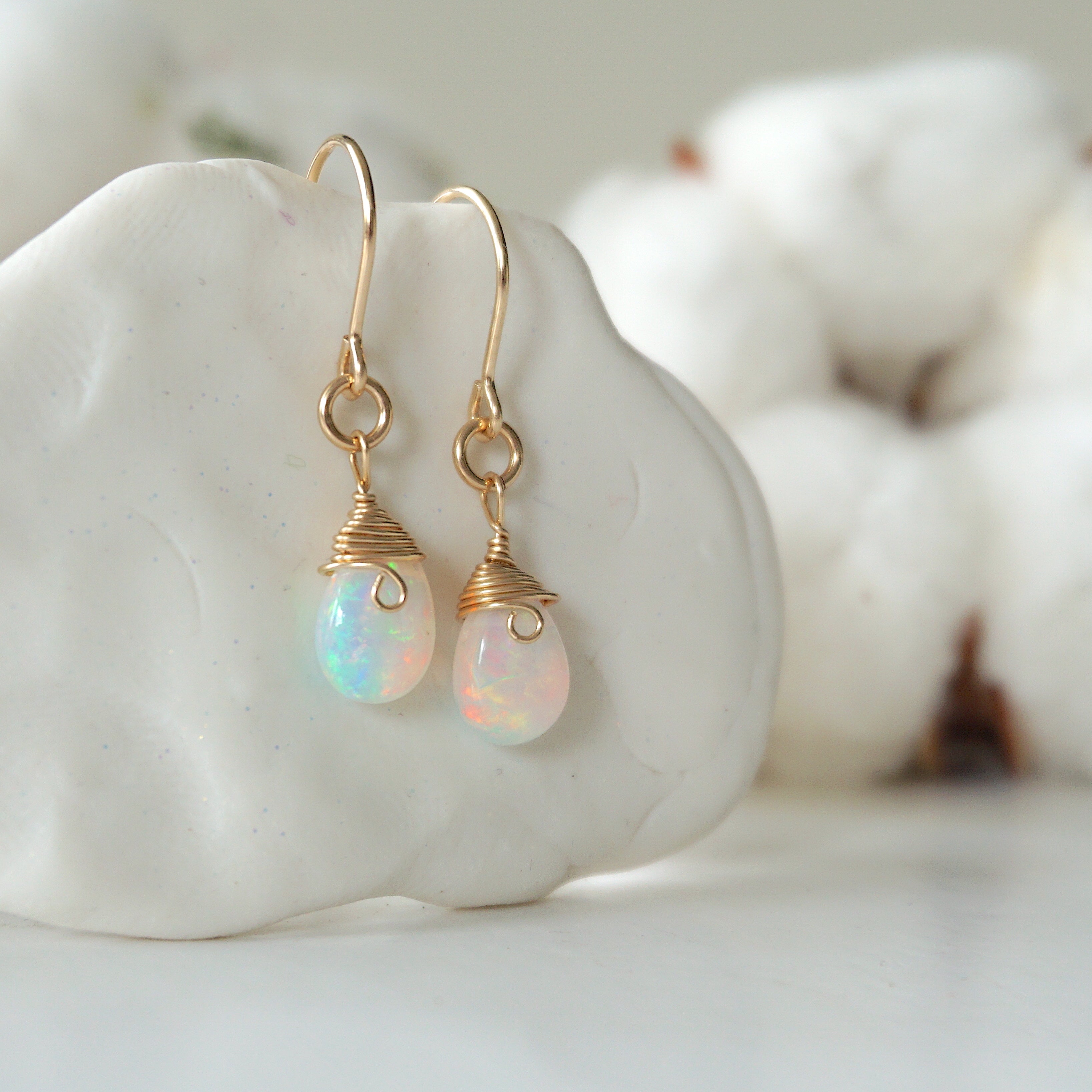Fire Opal Teardrop Earrings - 14k Gold Filled Dangle Earrings for Women | Perfect for Weddings, Parties & Special Occasions