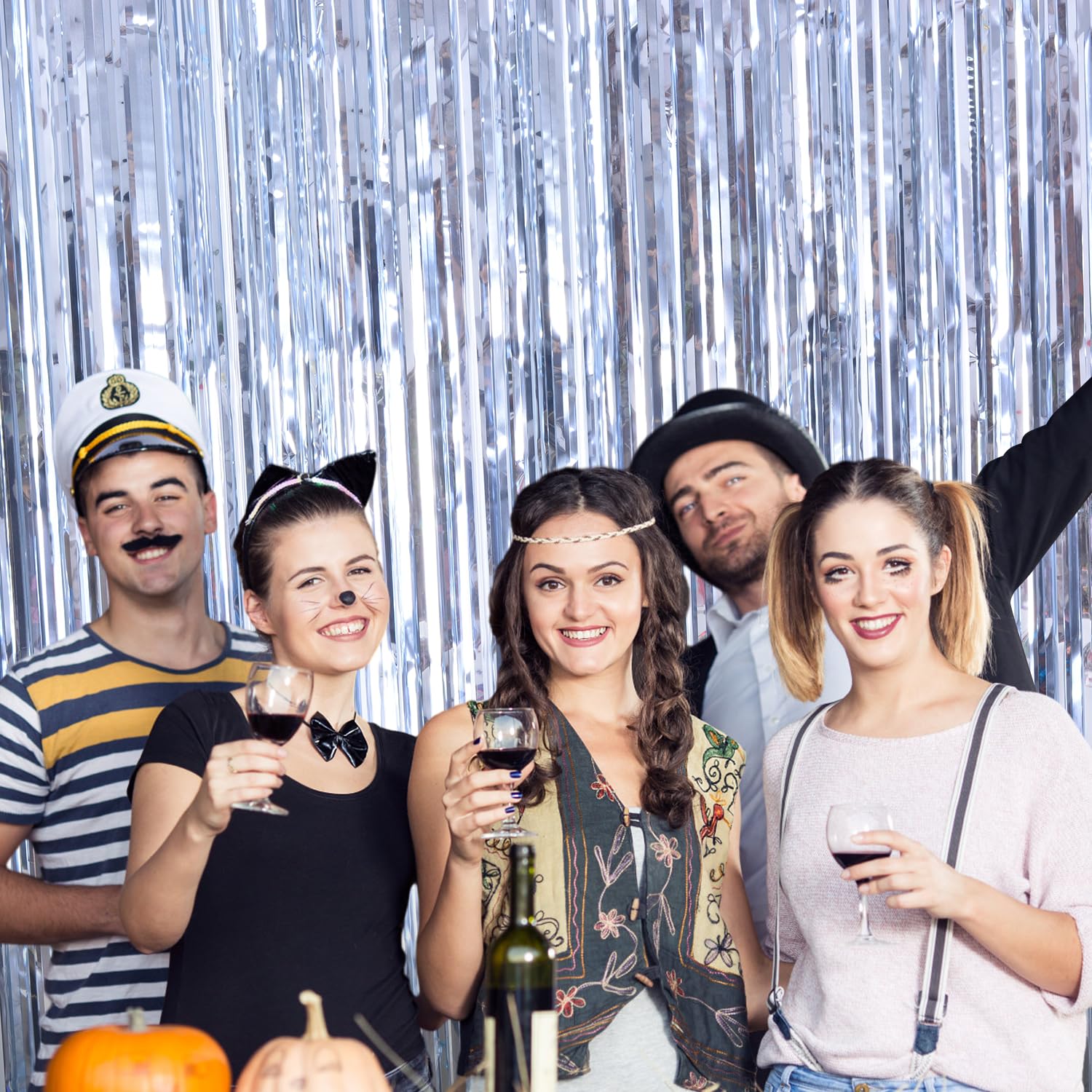Silver Tinsel Curtain Backdrop - 2 Pack 3.3x8.2FT Fringe Streamers for Party Decorations | Photo Booth Props & Disco Party Decor | Perfect for Birthday, Women's Events, Girls Night & Dance Parties