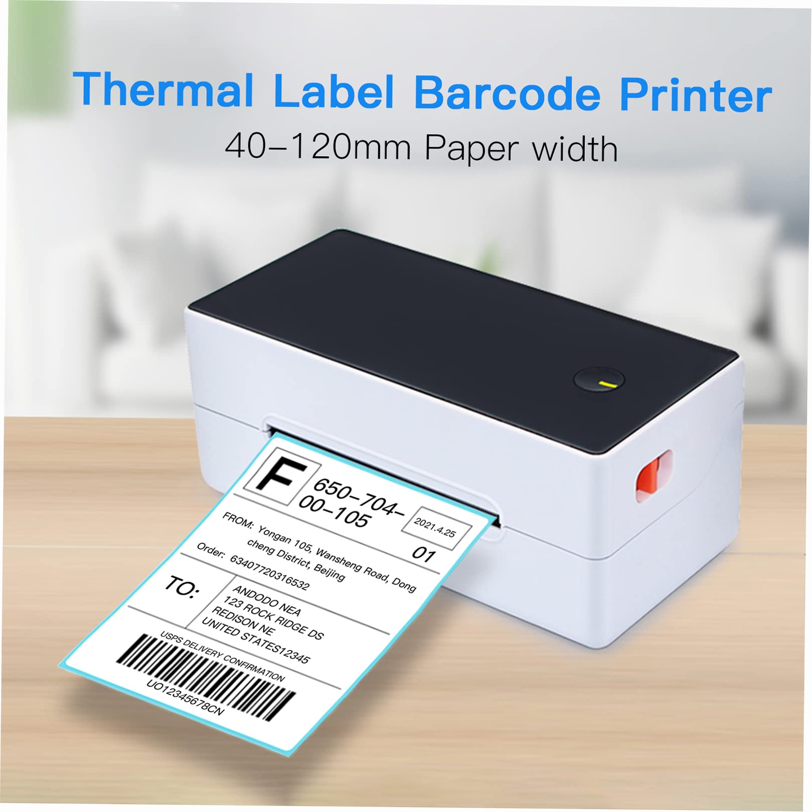 4x6 Direct Thermal Label Printer - High Speed USB Desktop Shipping Label Maker for Postage, Barcodes & Mailing (40-120mm Paper Width) | Perfect for E-commerce, Logistics & Small Business Shipping Labels