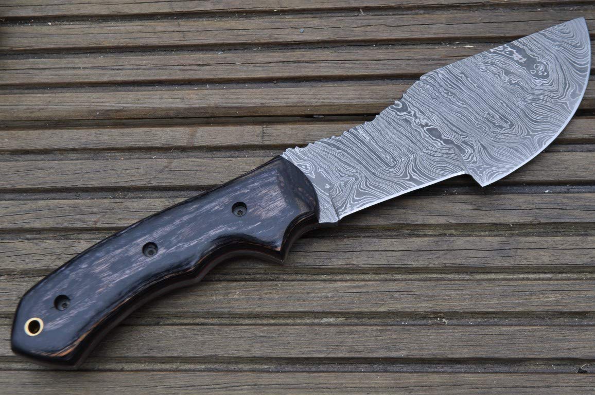 Perkin Knives - Premium Damascus Steel Hunting Knife with Leather Sheath | Outdoor Survival, Camping & Bushcraft Tool | Gift for Hunters & Outdoorsmen