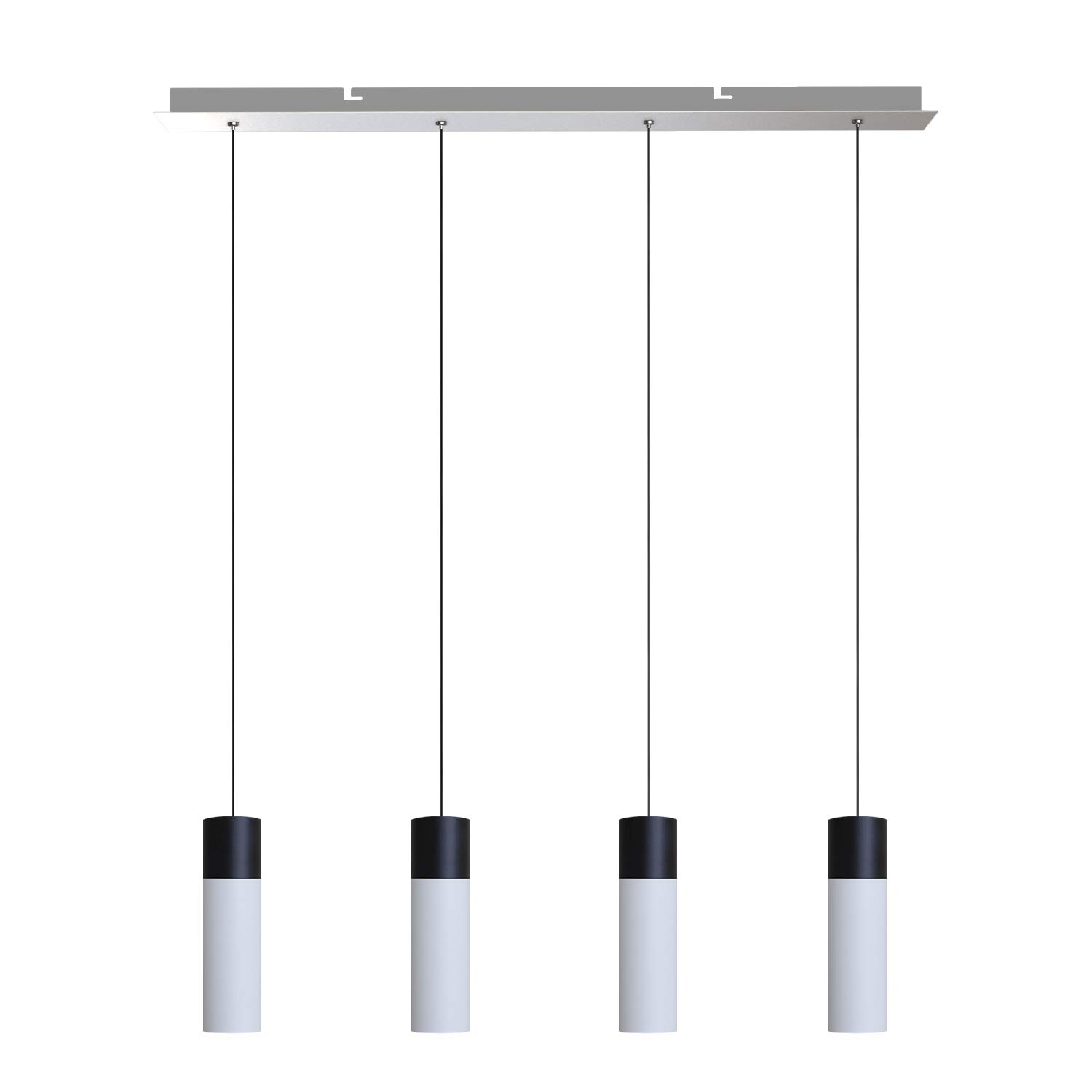 Vela 4 Mini Pendant Lighting Set - Modern Black & White LED Hanging Light Fixture for Kitchen Island, Bar Counter, Dining Room & Foyer - Adjustable Dimmable Cluster Pendants with Included Bulbs - Perfect for Home Decor, Restaurant Lighting & Commercial Spaces