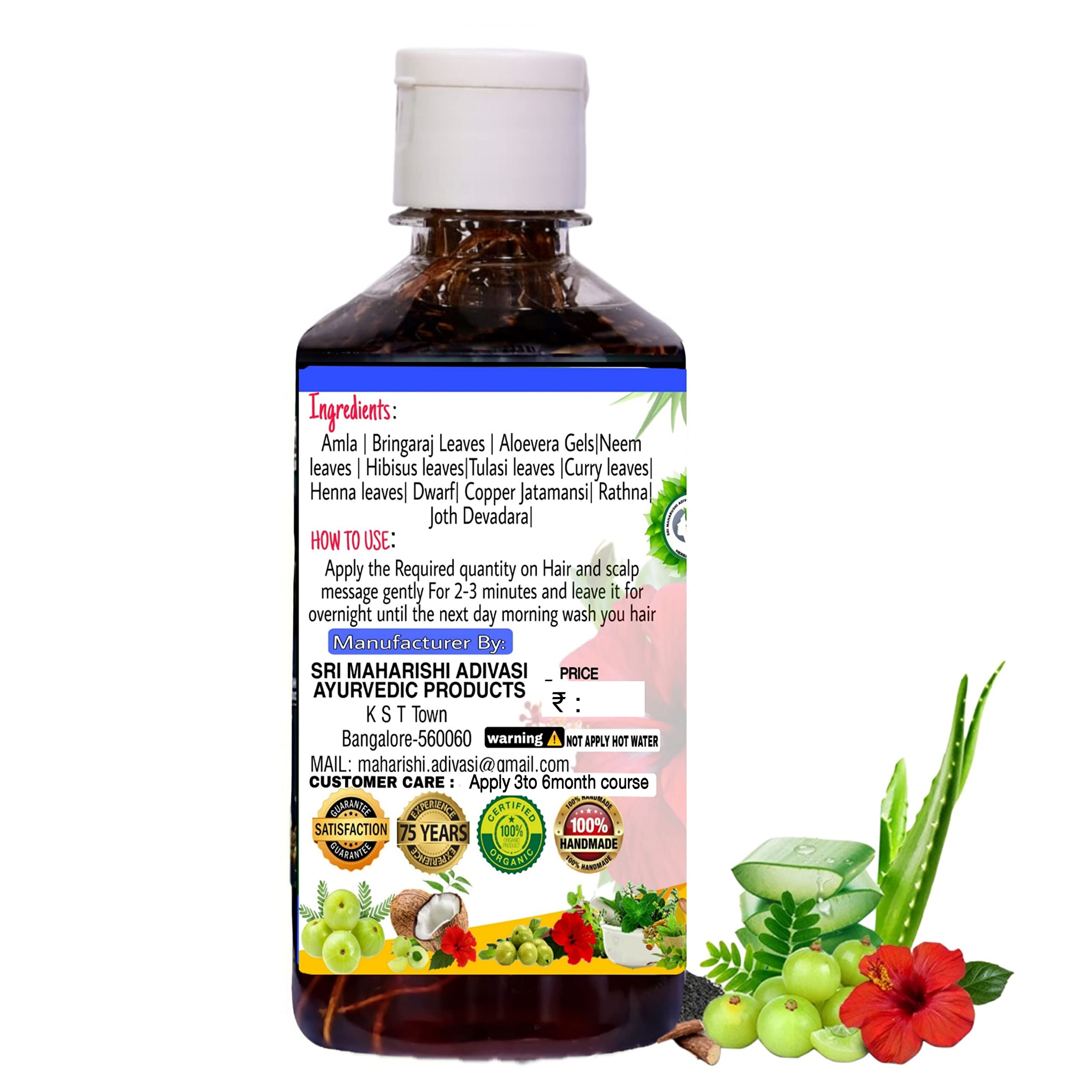 SRI MAHARISHI ADIVASI AYURVEDIC Maruthi Herbal Hair Growth Oil 150ml - Natural Ayurvedic Treatment for Hair Loss & Regrowth for Men & Women - Perfect for Daily Scalp Massage & Hair Care Routine