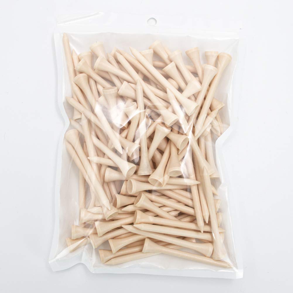 Premium Natural Wood Golf Tees - Professional 100 Pack (3-1/4