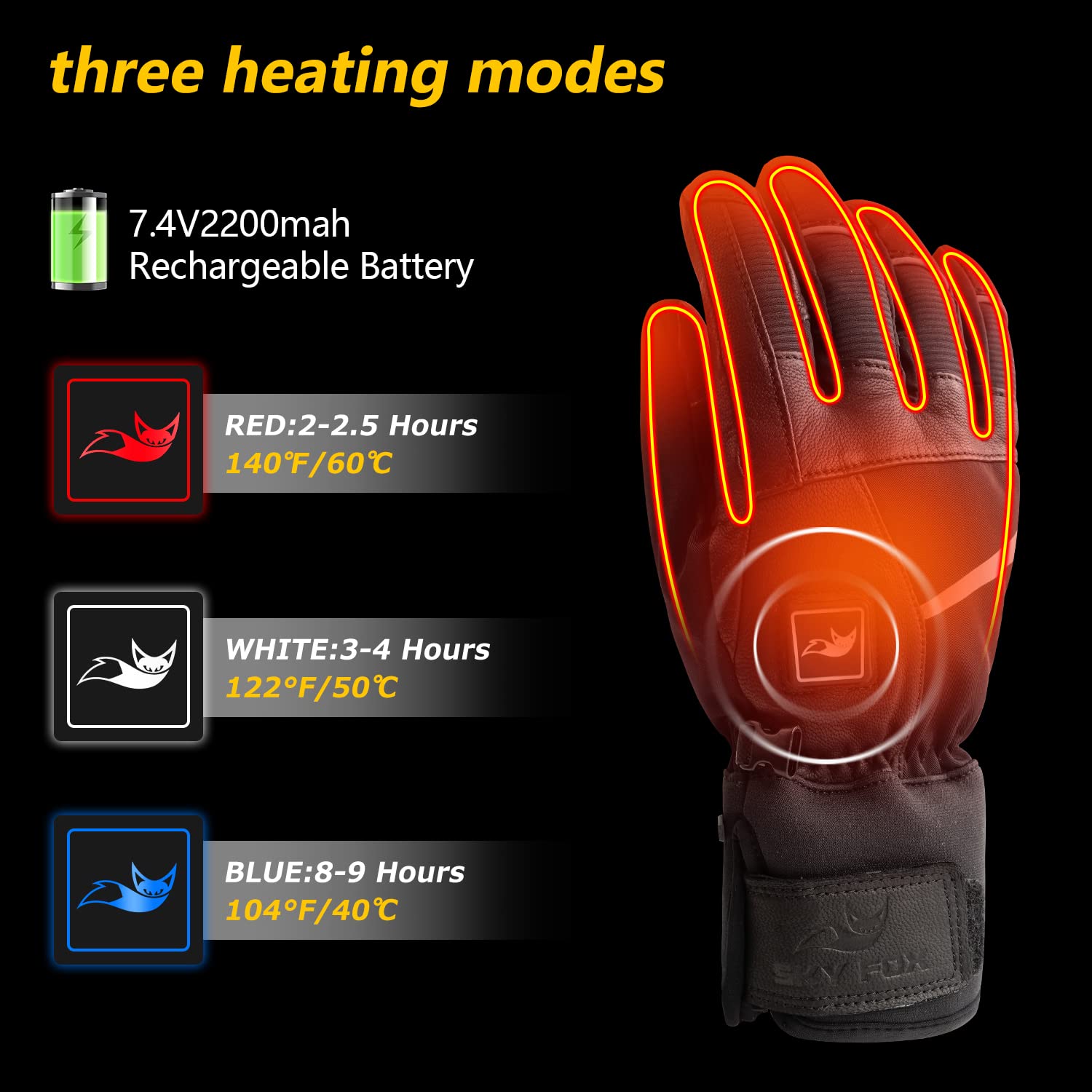 Rechargeable 7.4V Electric Heated Gloves for Skiing, Riding, Hiking & Motorcycling - Touchscreen Winter Hand Warmers | Perfect for Cold Weather Outdoor Activities & Winter Sports