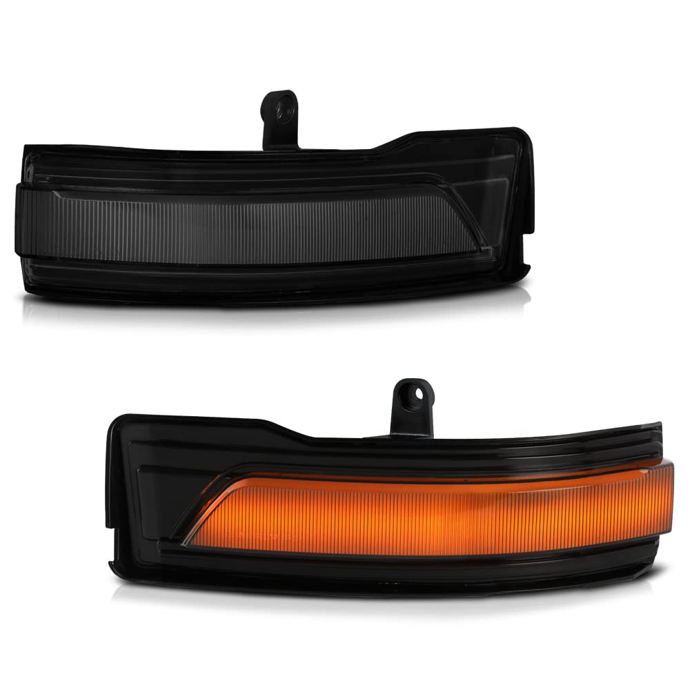 VIPMOTOZ Sequential Amber LED Tube Side Mirror Turn Signal Lights - Smoked Tinted Lens Black Housing - Compatible with 2019-2023 Ram 1500 - Driver & Passenger Side Pair Set - Upgrade Your Truck's Style and Safety for Night Driving and Off-Road Adventures