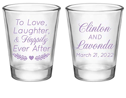 Custom Wedding Shot Glasses Bulk - Personalized Favors for Love & Laughter | Cheers to Happily Ever After | Ideal for Bridal Showers, Bachelorette Parties & Reception Toasts