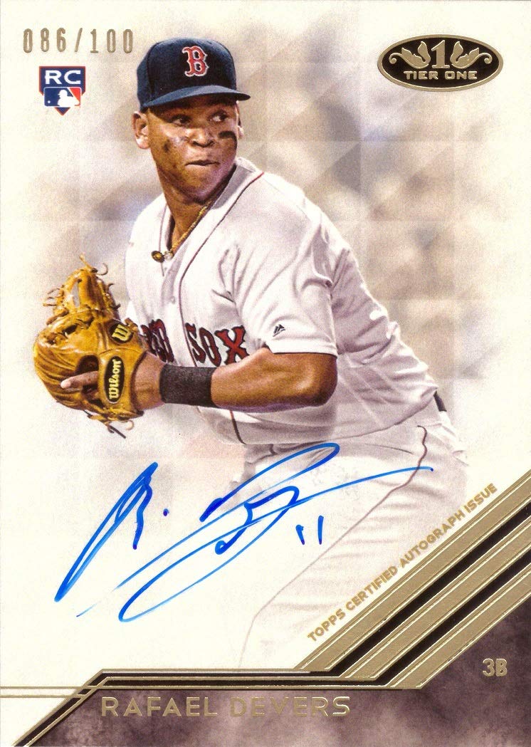 2018 Topps Tier One Rafael Devers Autograph Rookie Baseball Card #BA-RD - Limited Edition of 100 - Collectible Sports Memorabilia for Fans and Investors - Perfect for Display, Trading, and Gift Giving