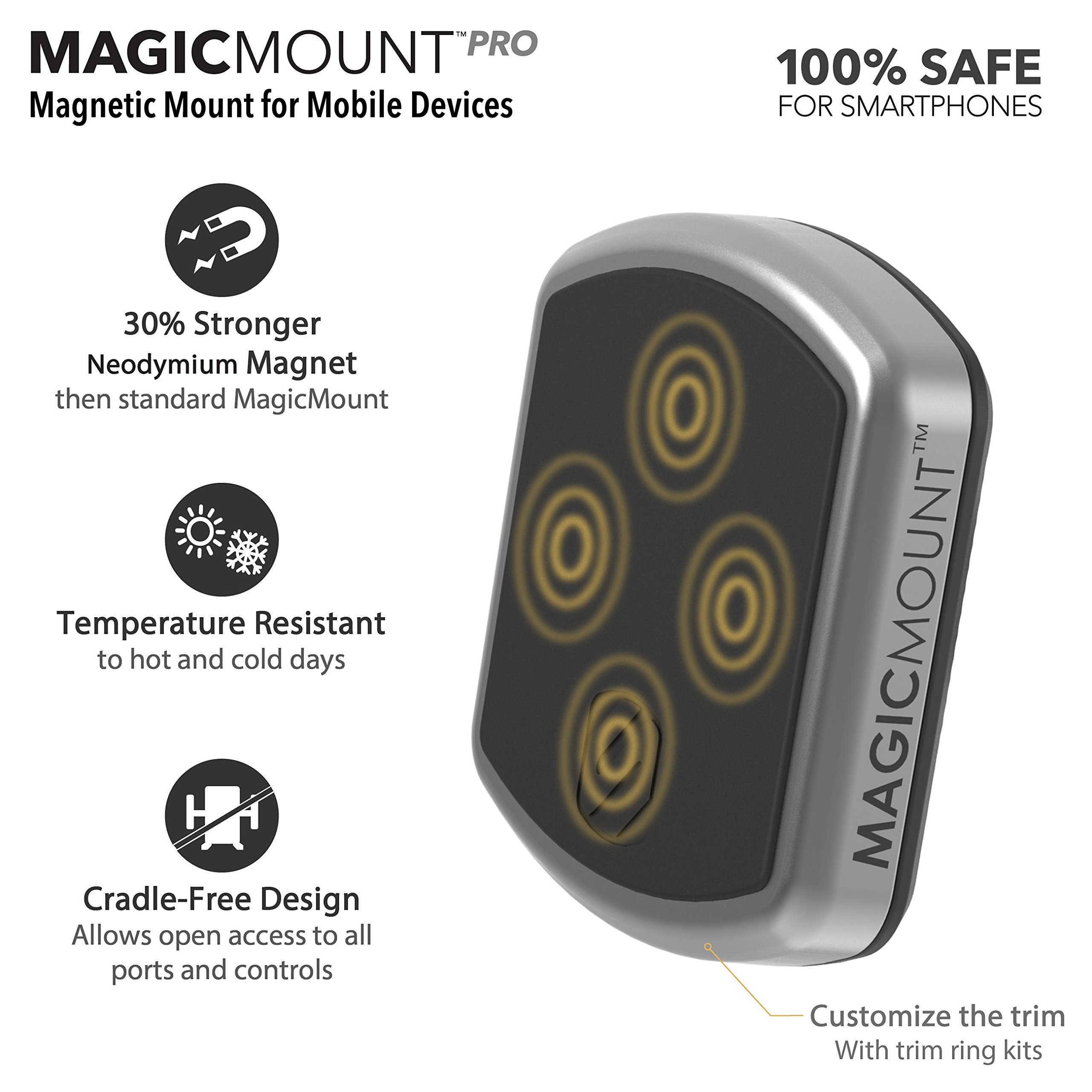 Scosche MPD2PK-UB MagicMount Pro Magnetic Car Phone Holder - Strong Universal Phone Mount for iPhone & Android - 360° Adjustable Car Dashboard & Vent Mount - Secure Magnetic Phone Stand for Driving, Commuting & Road Trips (2-Pack)
