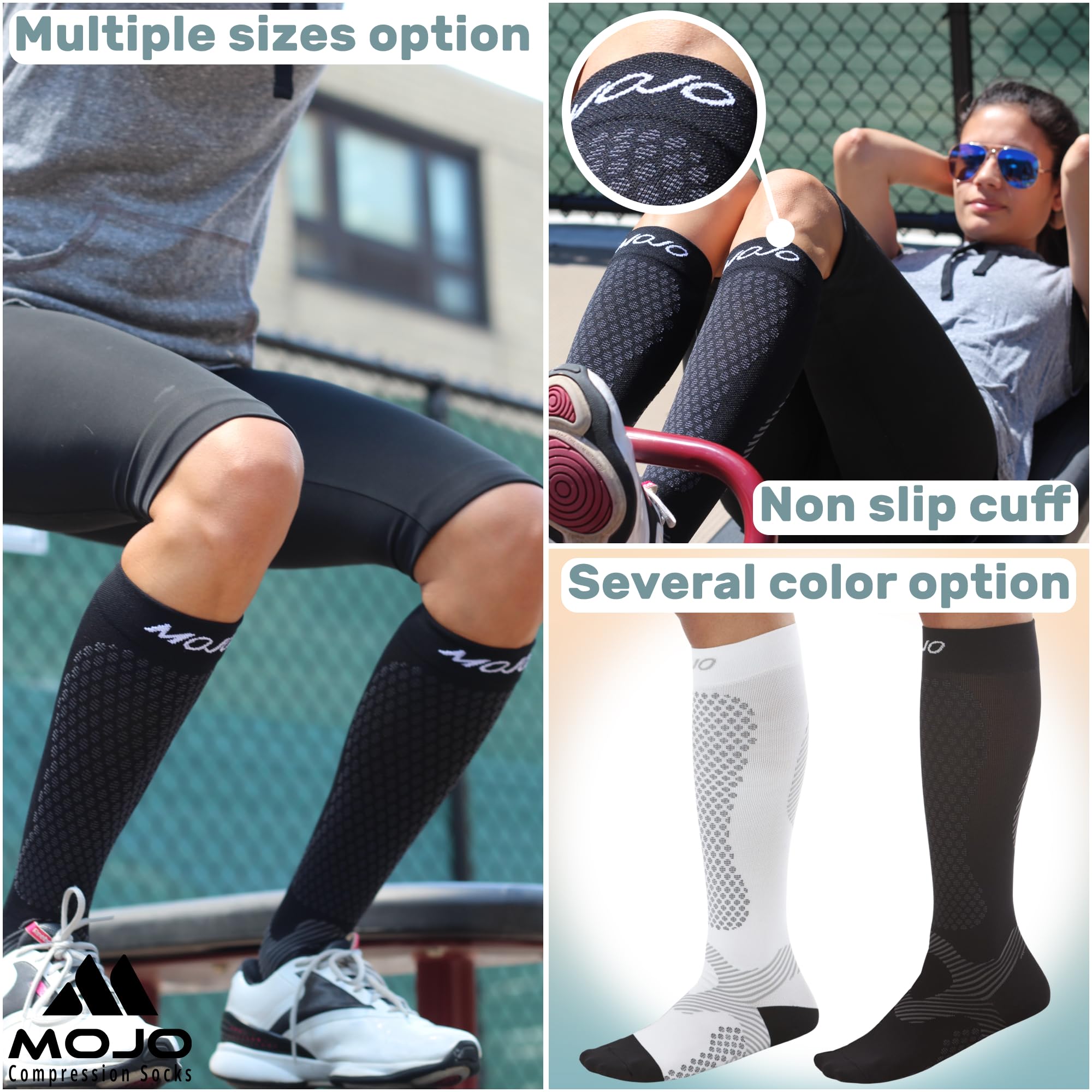 Mojo Compression Socks for Men & Women - 20-30mmHg Graduated Support for Athletic Performance, Workout Recovery & Travel Comfort - Ideal for Running, Nursing & Long Flights