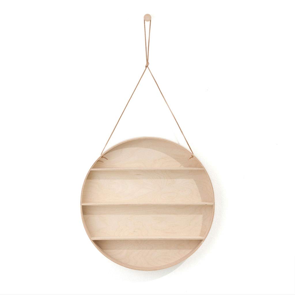 LDG Round Wall Shelf - Solid Wood Floating Shelves with Swing Rope, 3-Tier Decorative Display Rack for Home & Office | Perfect for Living Room, Bedroom, Kitchen Storage & Wall Decor