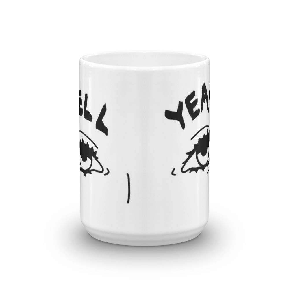 Jenna Marbles 'Hell Yeah' Eyebrows 15 Oz White Ceramic Coffee Mug - Perfect for Tea, Coffee & Office Use